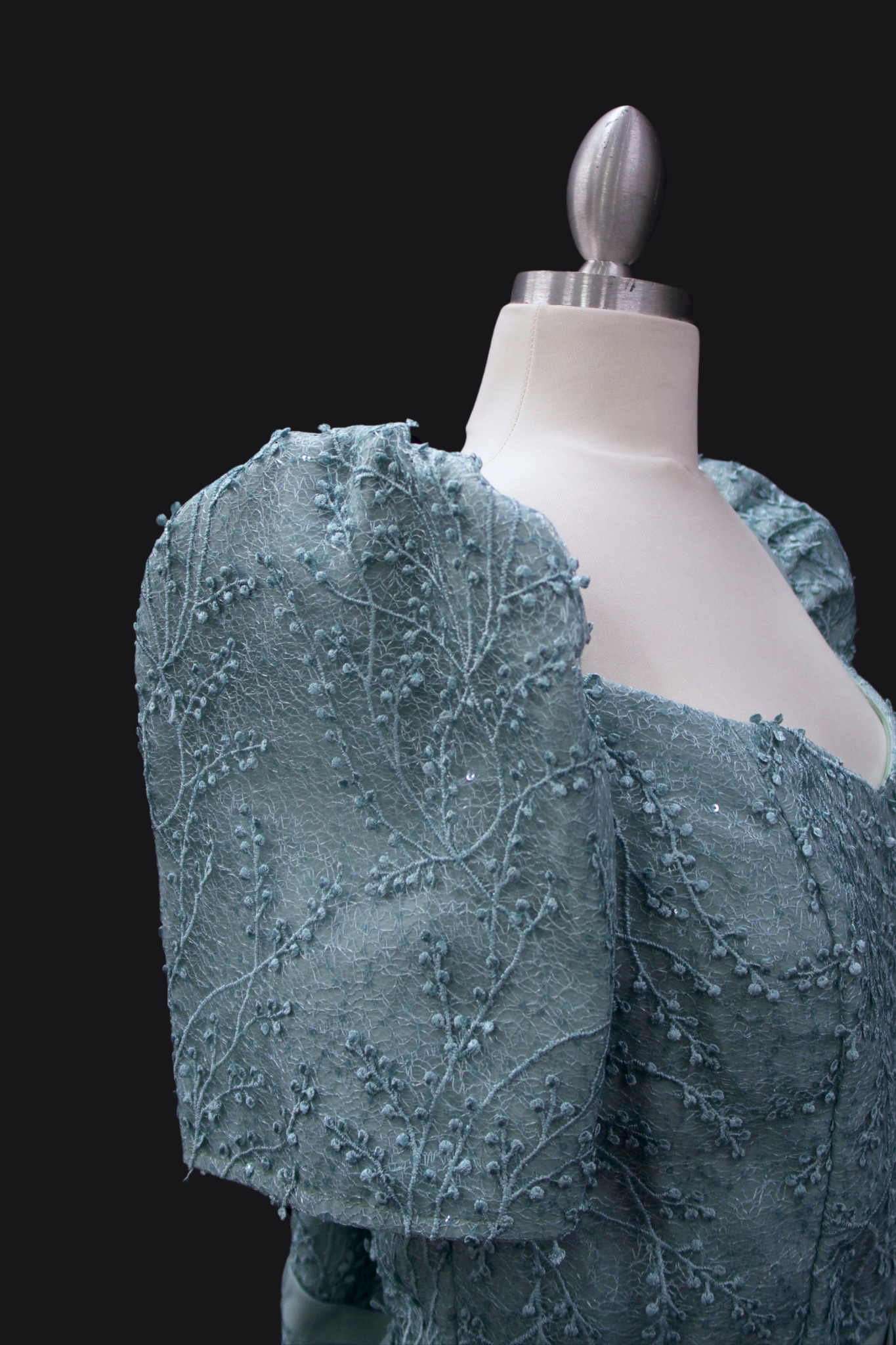 Full Lace Gown with Belt - Sage Green
