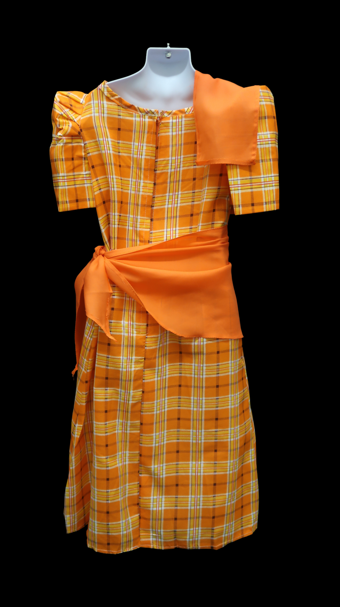 Girl's Balintawak Plaid Dress - Orange