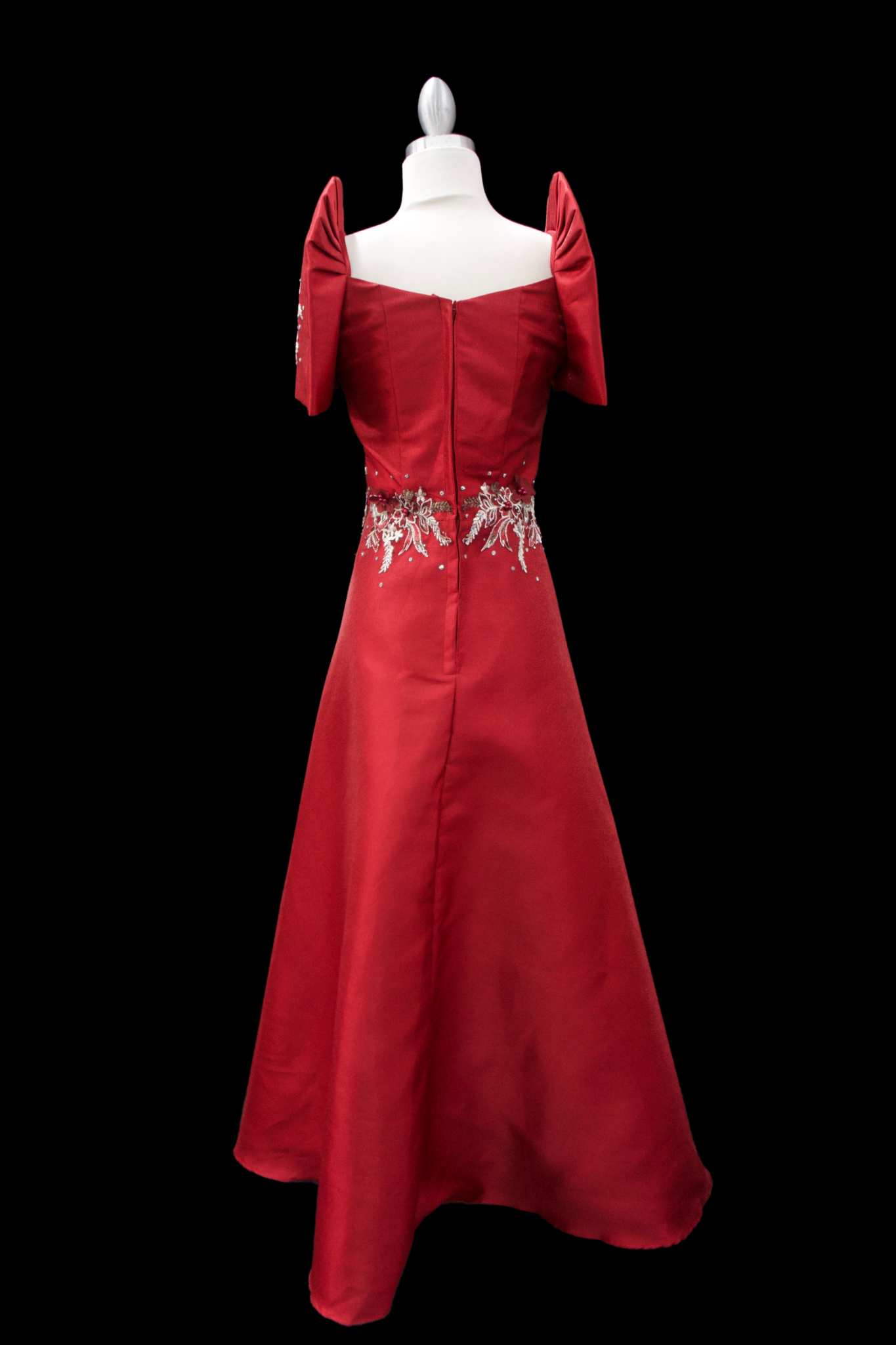 Metallic Gazar Overlap Gown - Burgundy