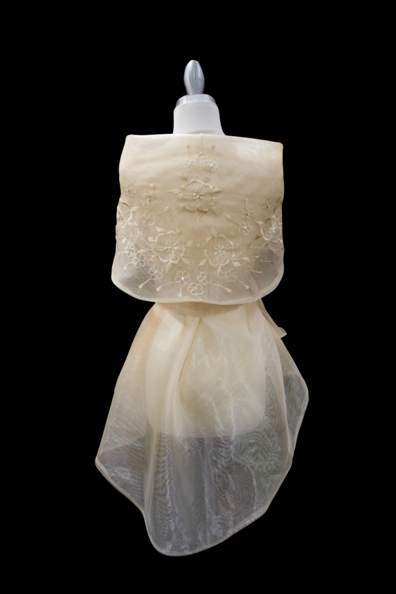 'Pina Beige' Embroidered Panuelo