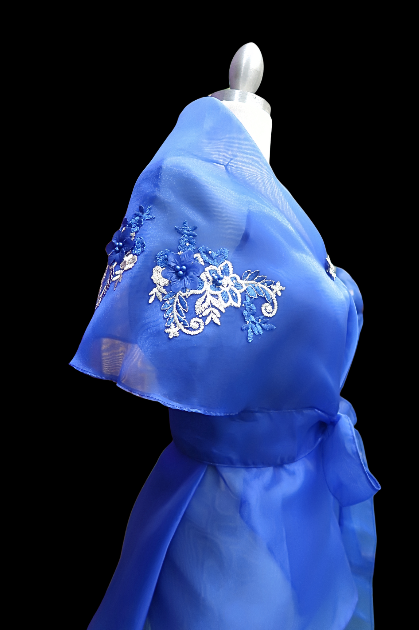 Lace Applique Panuelo - Royal Blue
