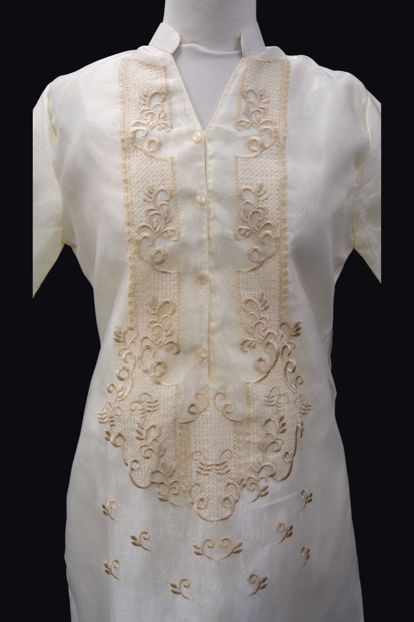 3/4 Sleeve Geena Barong Dress - Beige
