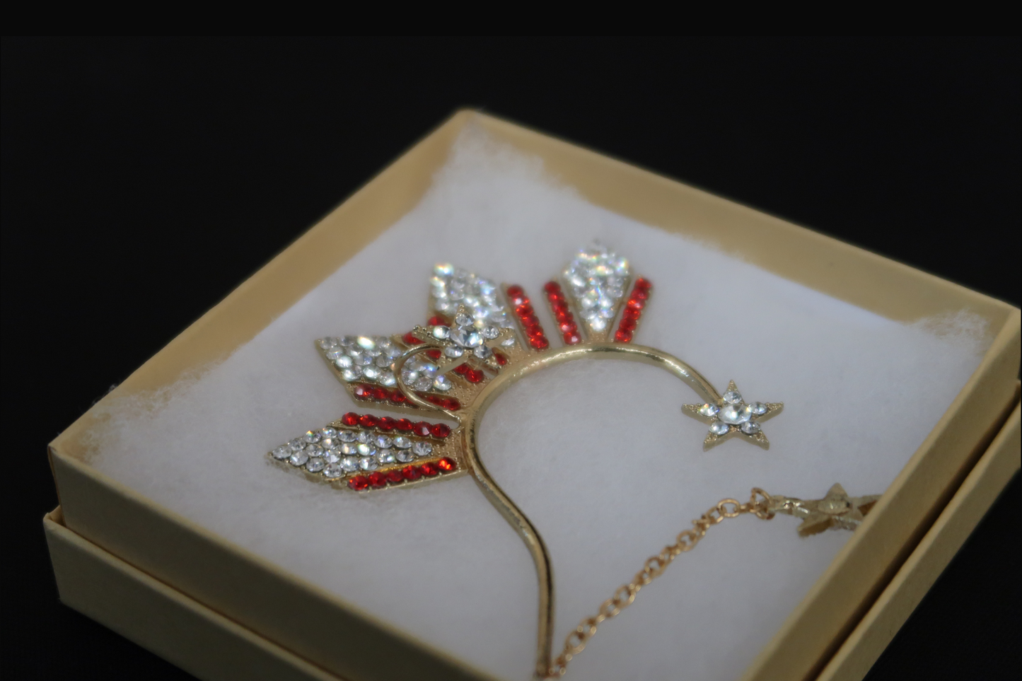 Red Rhinestone Miss Universe Earcuff