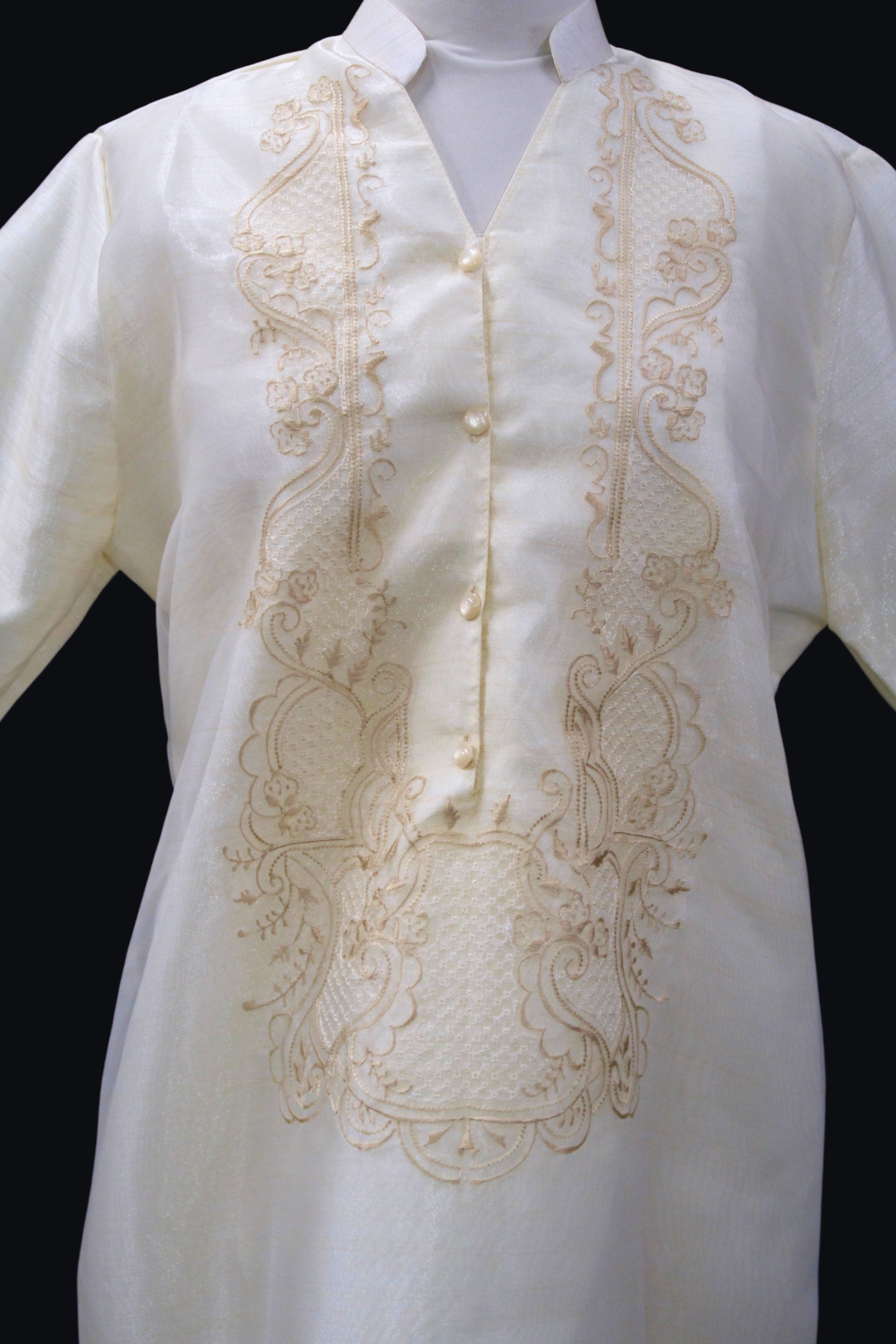 3/4 Sleeve Geena Barong Dress - Beige 3
