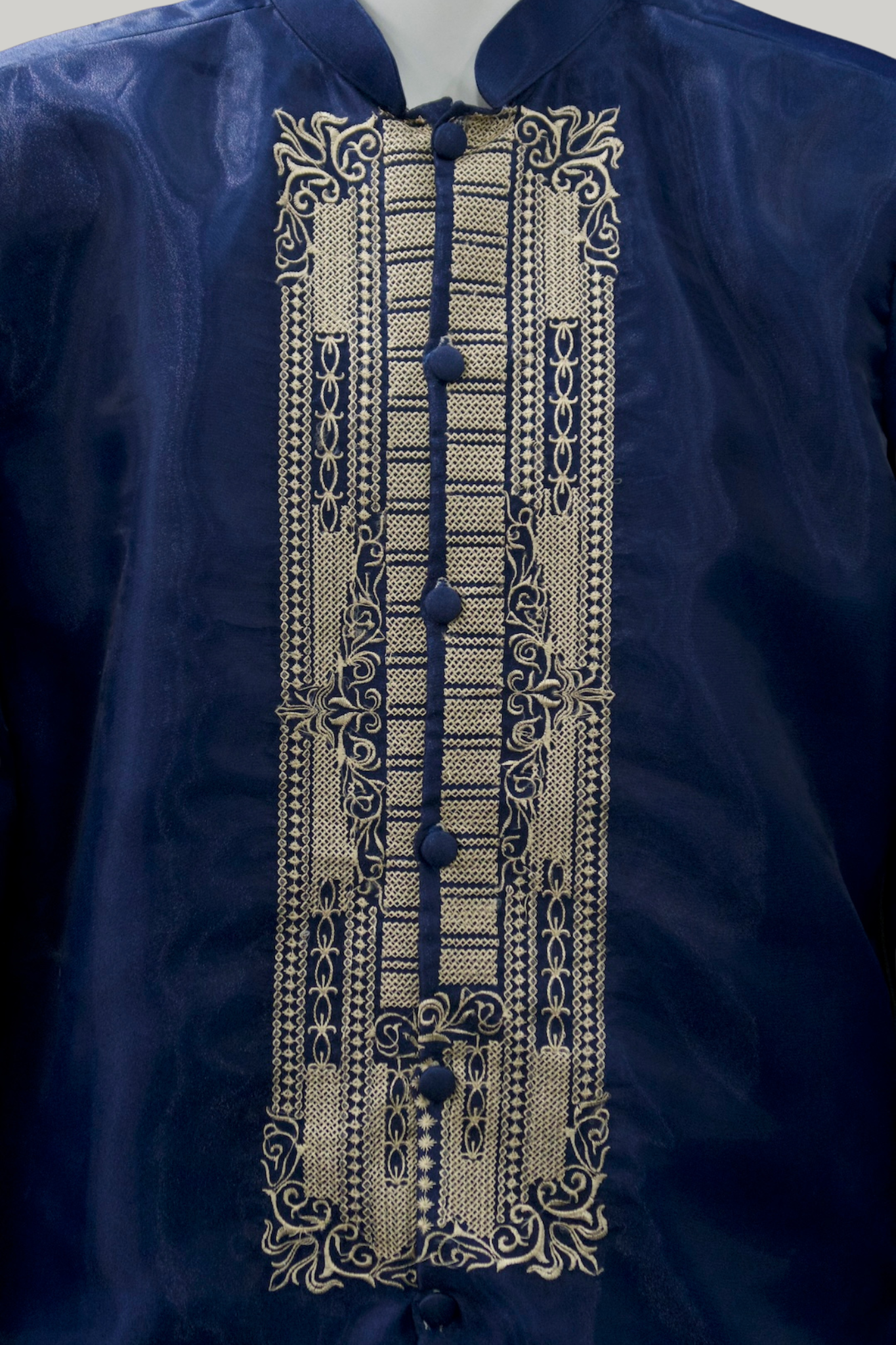 Organza Coat Barong - Navy Blue