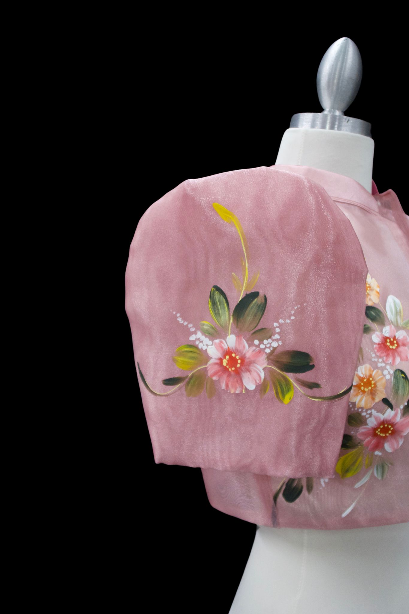 Hand Painted Single Button Bolero - Pink