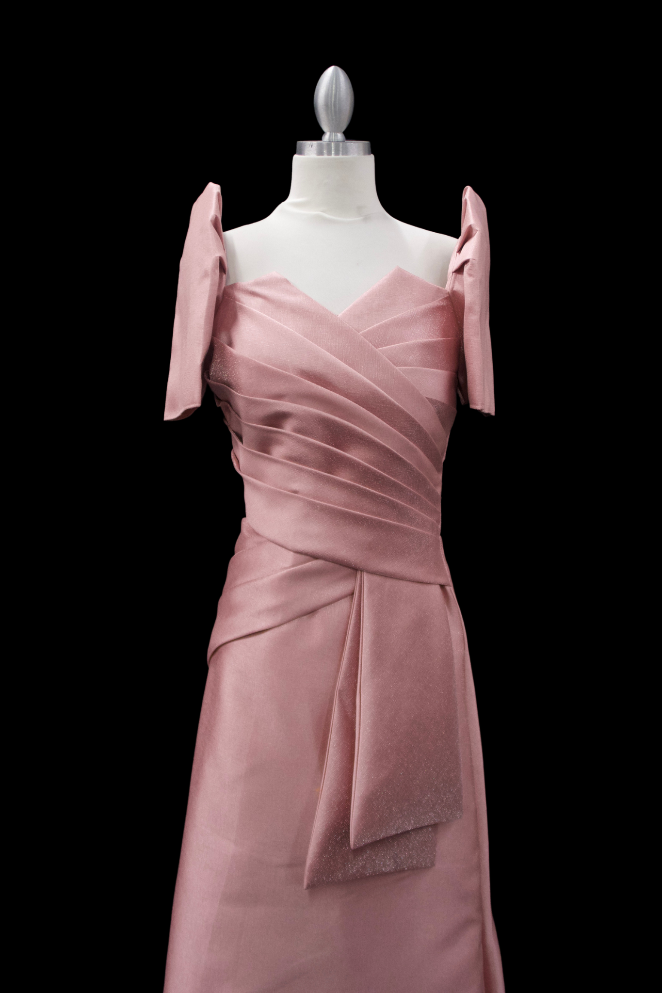 Metallic Gazar Straight Cut Gown - Old Rose