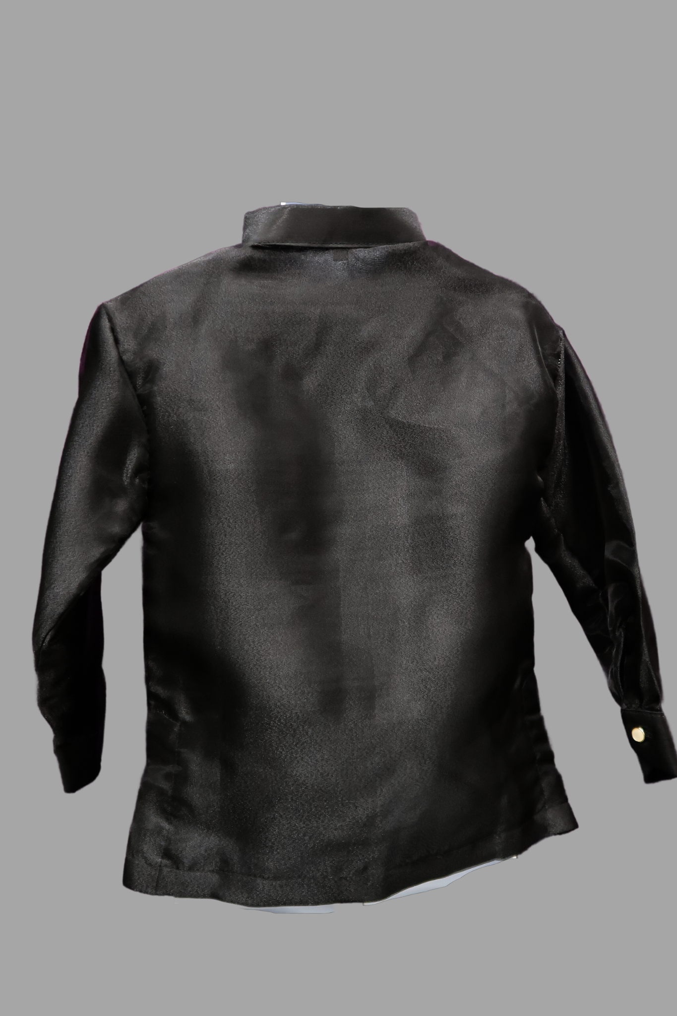 Kid's Organza Black Barong - Mandarin Collar