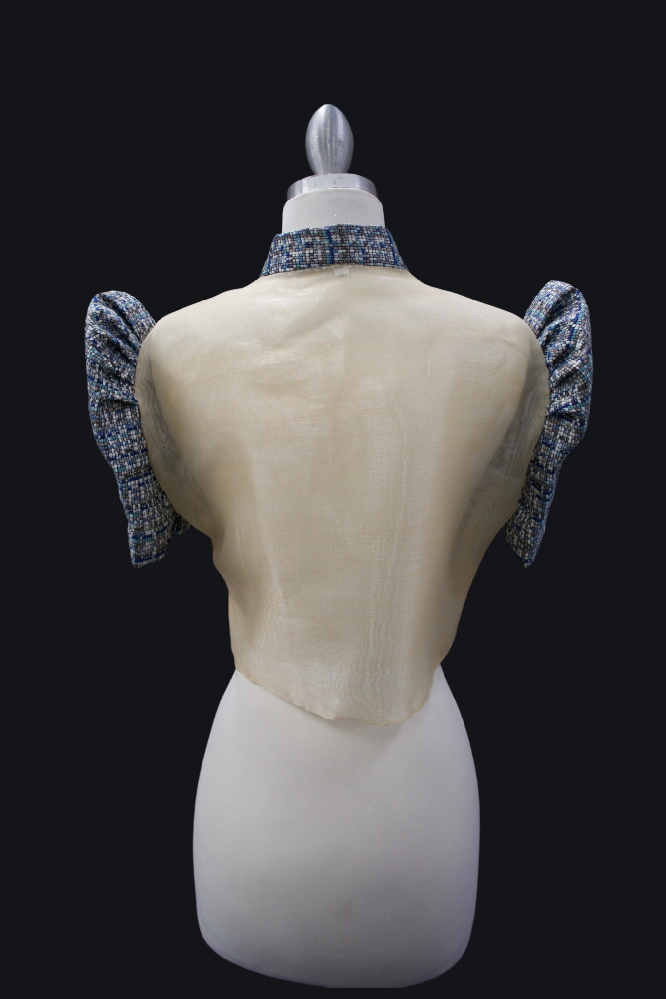 Single Button Bolero - Blue Ethnic Print