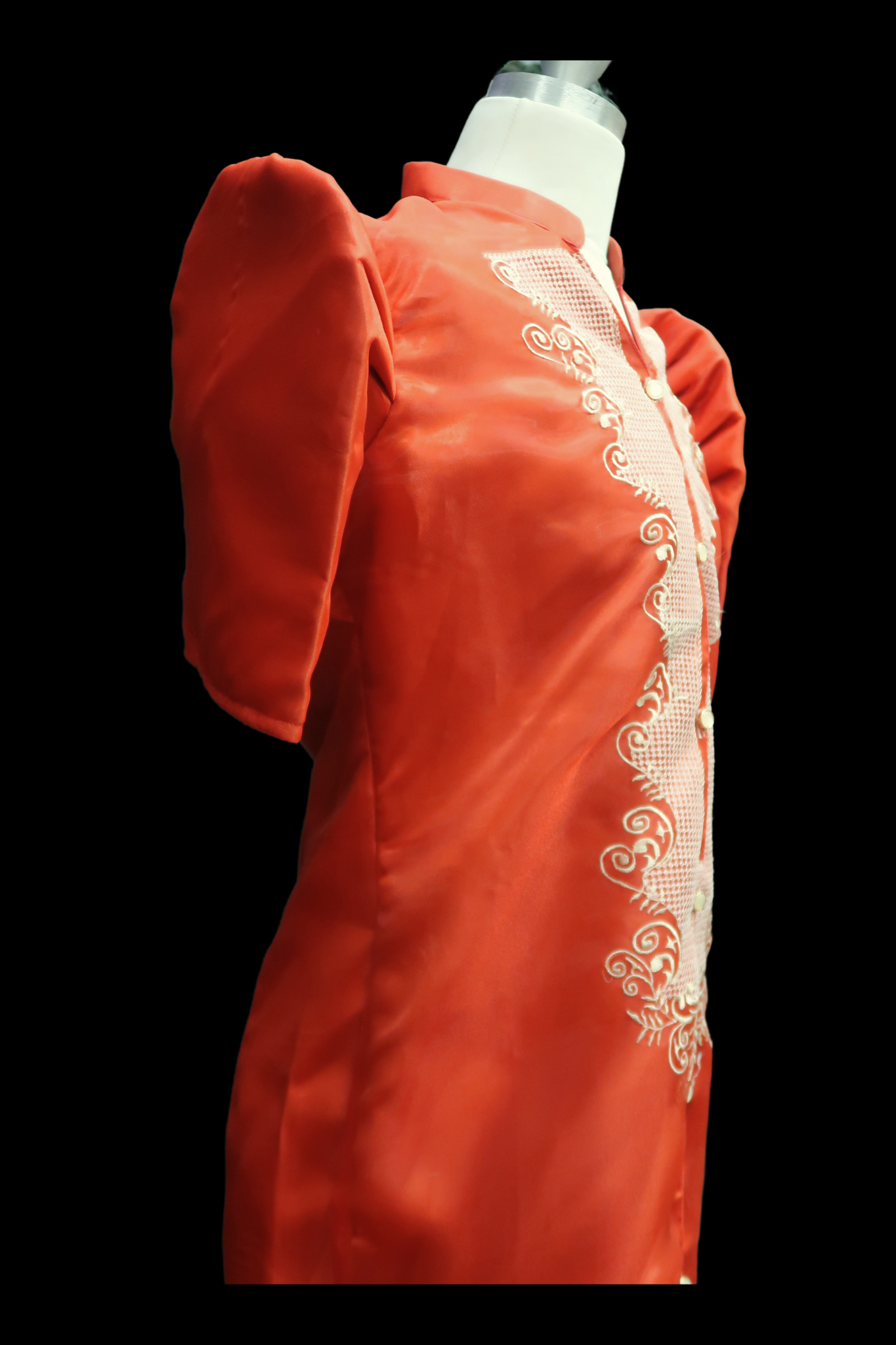 Martina Satin Barong Dress - Terracotta
