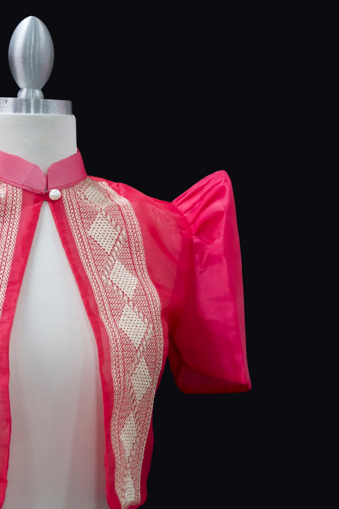 Diamond Single Button Bolero - Fuschia Pink