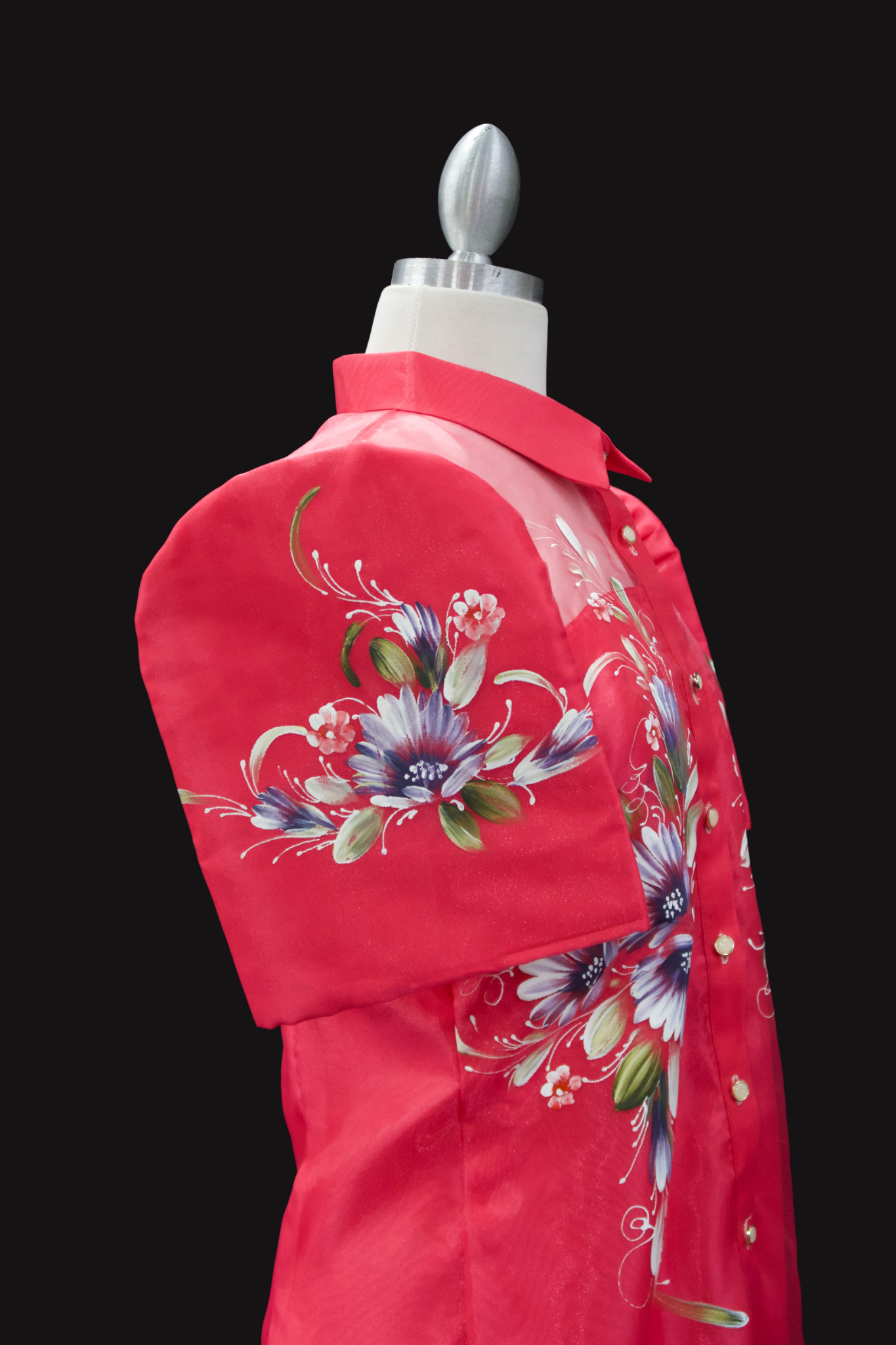 Handpainted Barong Dress - Fuschia Pink