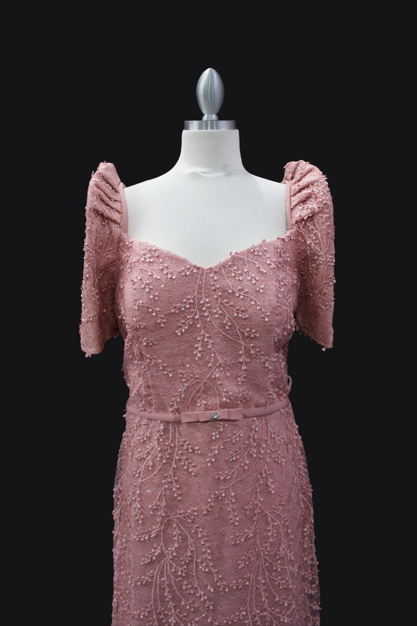 Full Lace Gown with Belt - Rose