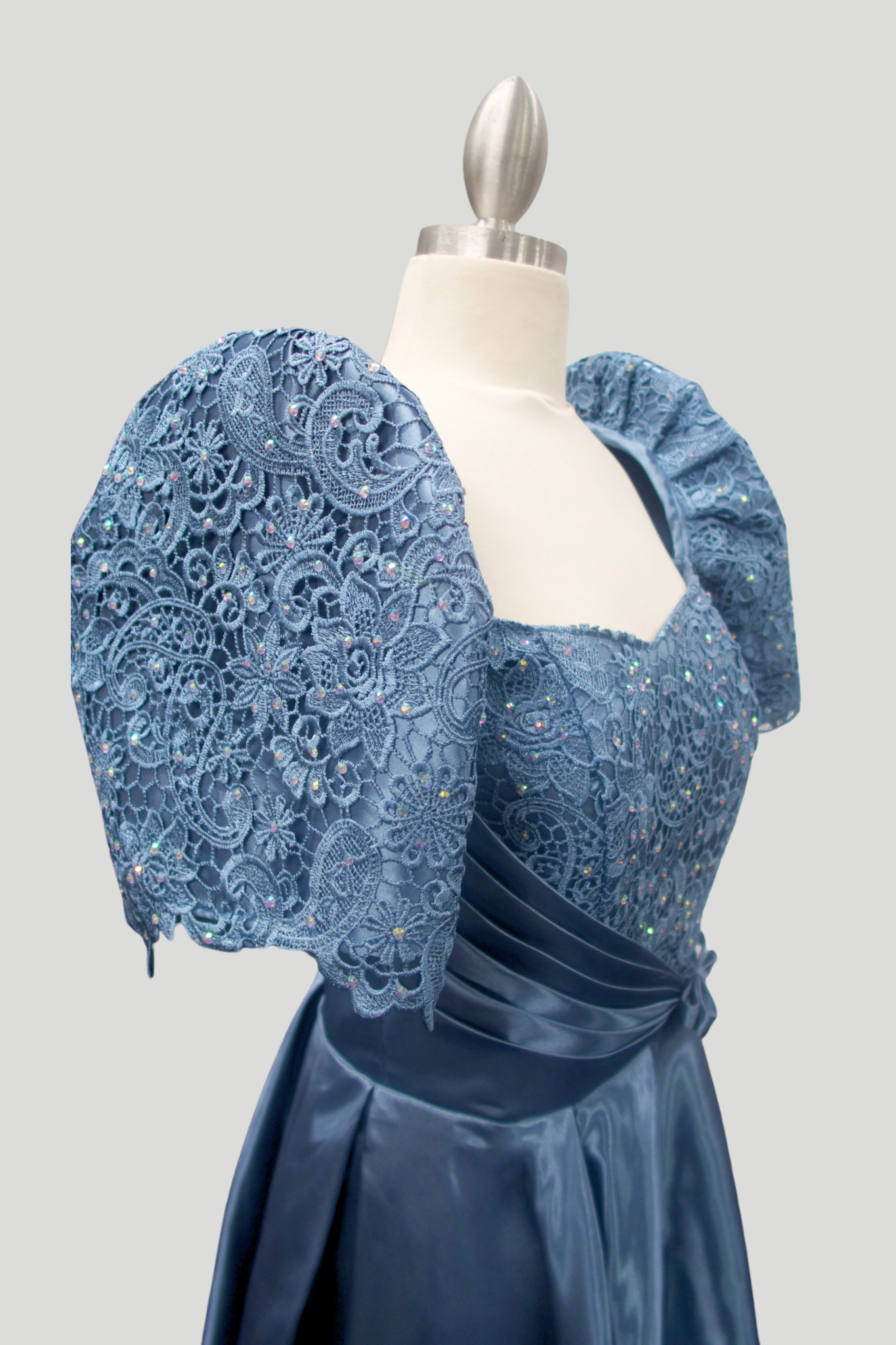 Dusty Blue Satin Ball Gown