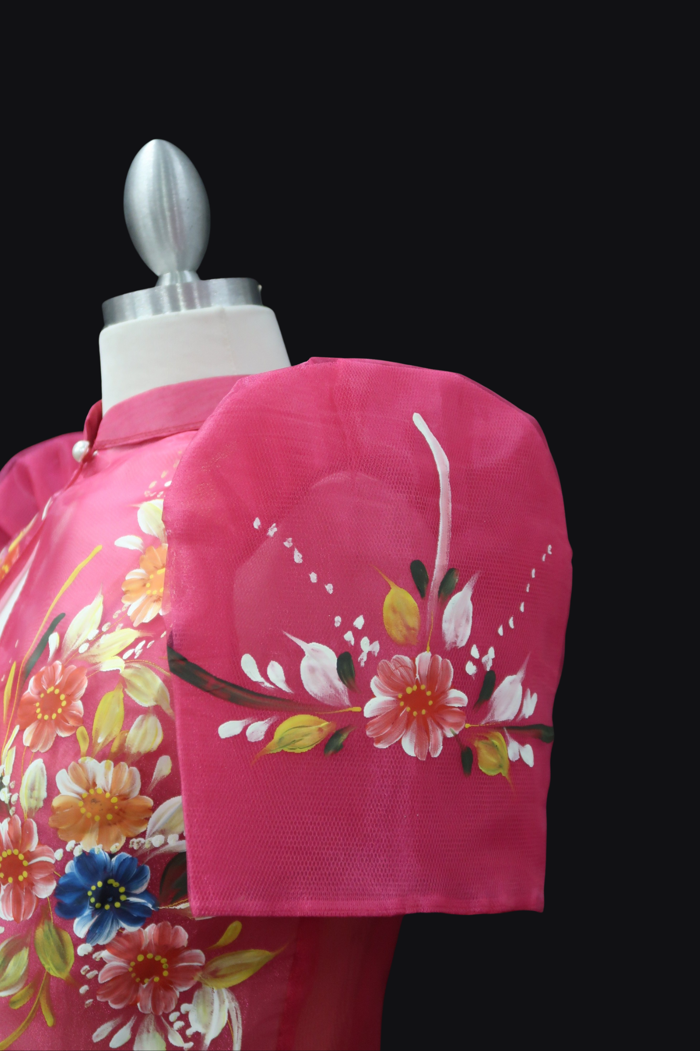 Hand Painted Single Button Bolero - Fuschia Pink