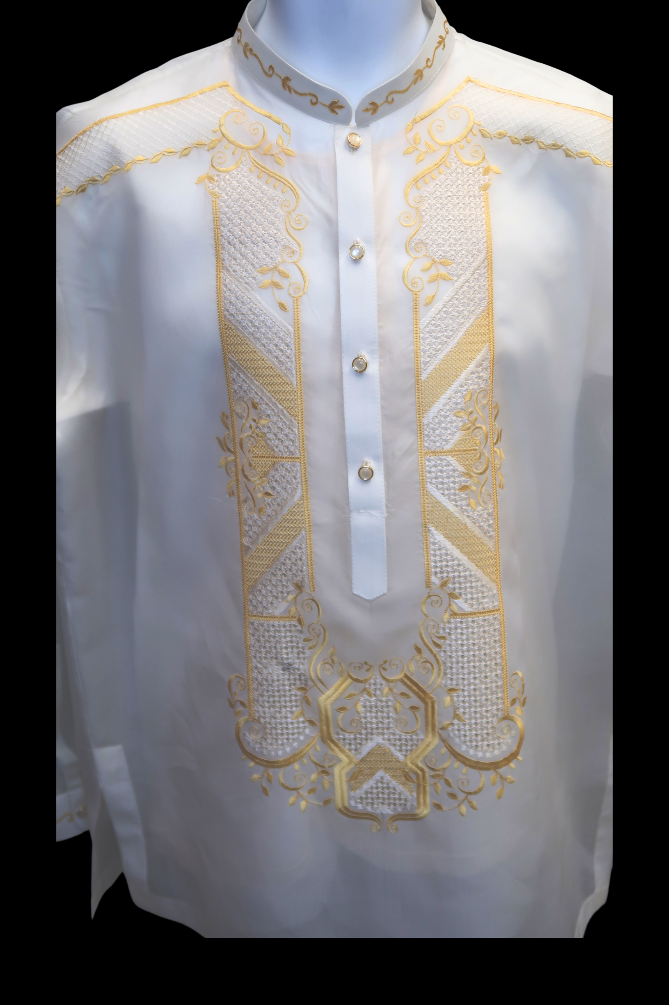 'Aldin 3' Jusi Barong - Beige w/ Gold Emb