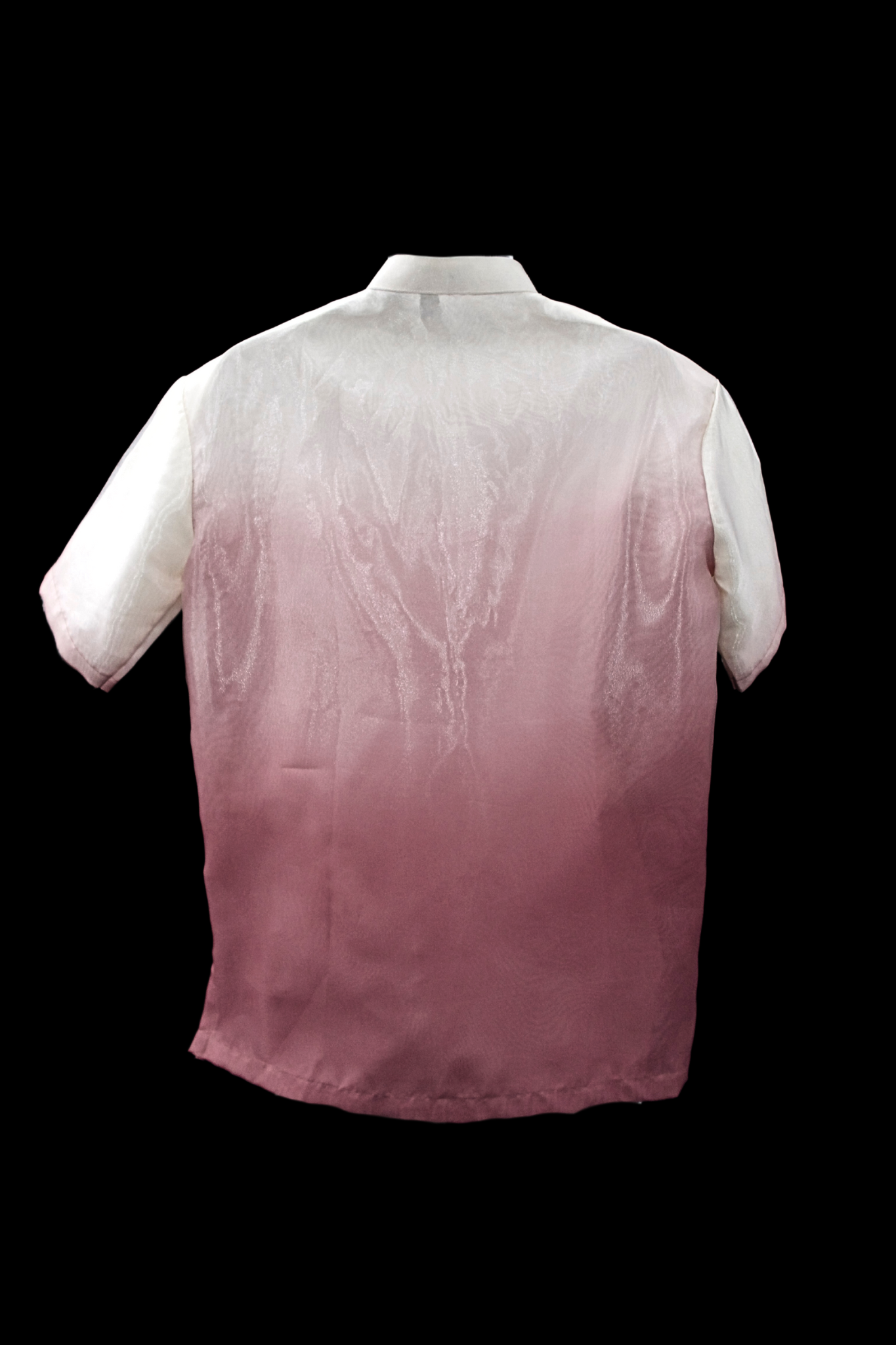 Short Sleeve Organza Barong - Beige/Old Rose