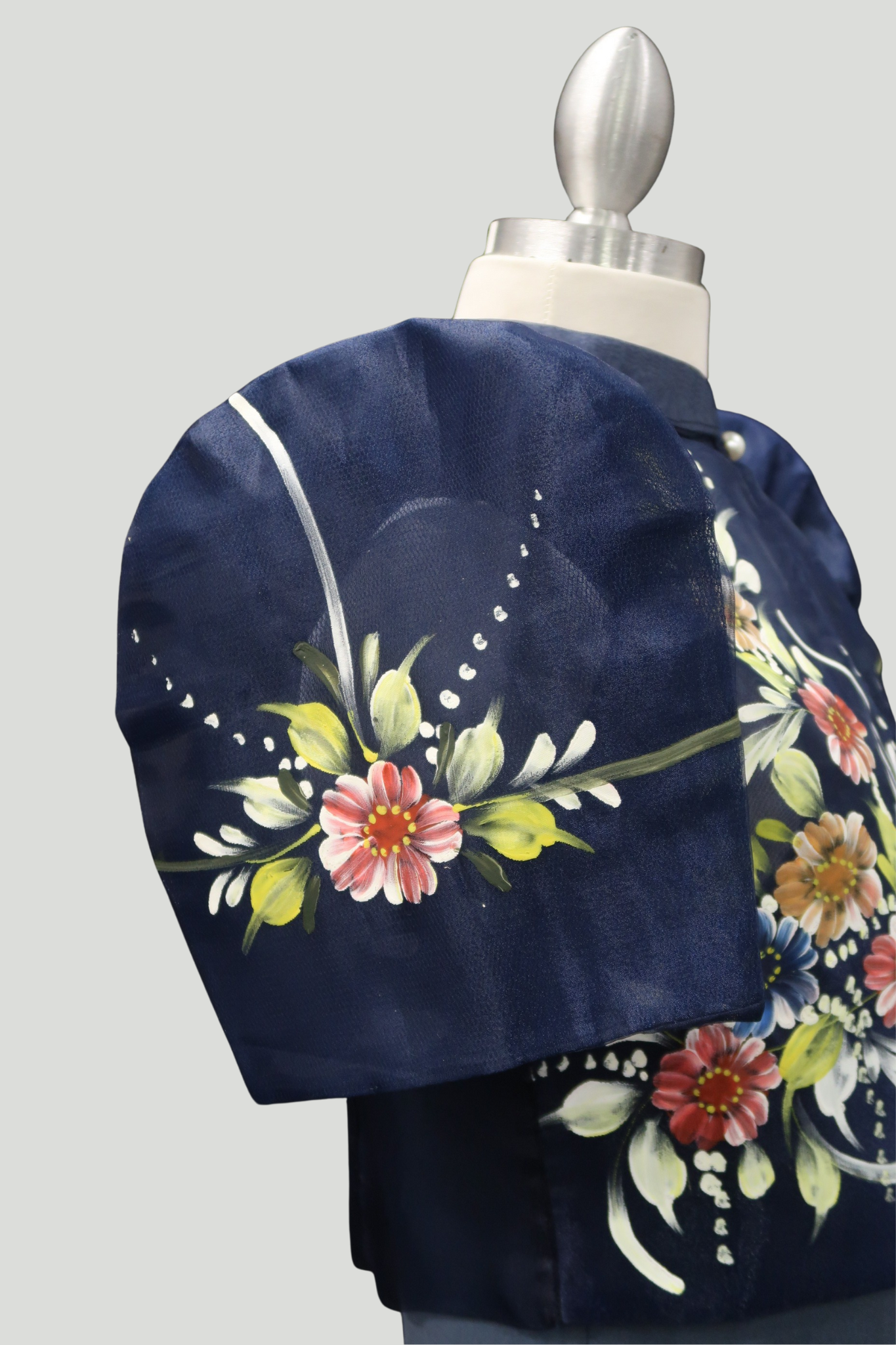 Hand Painted Single Button Bolero - Navy Blue