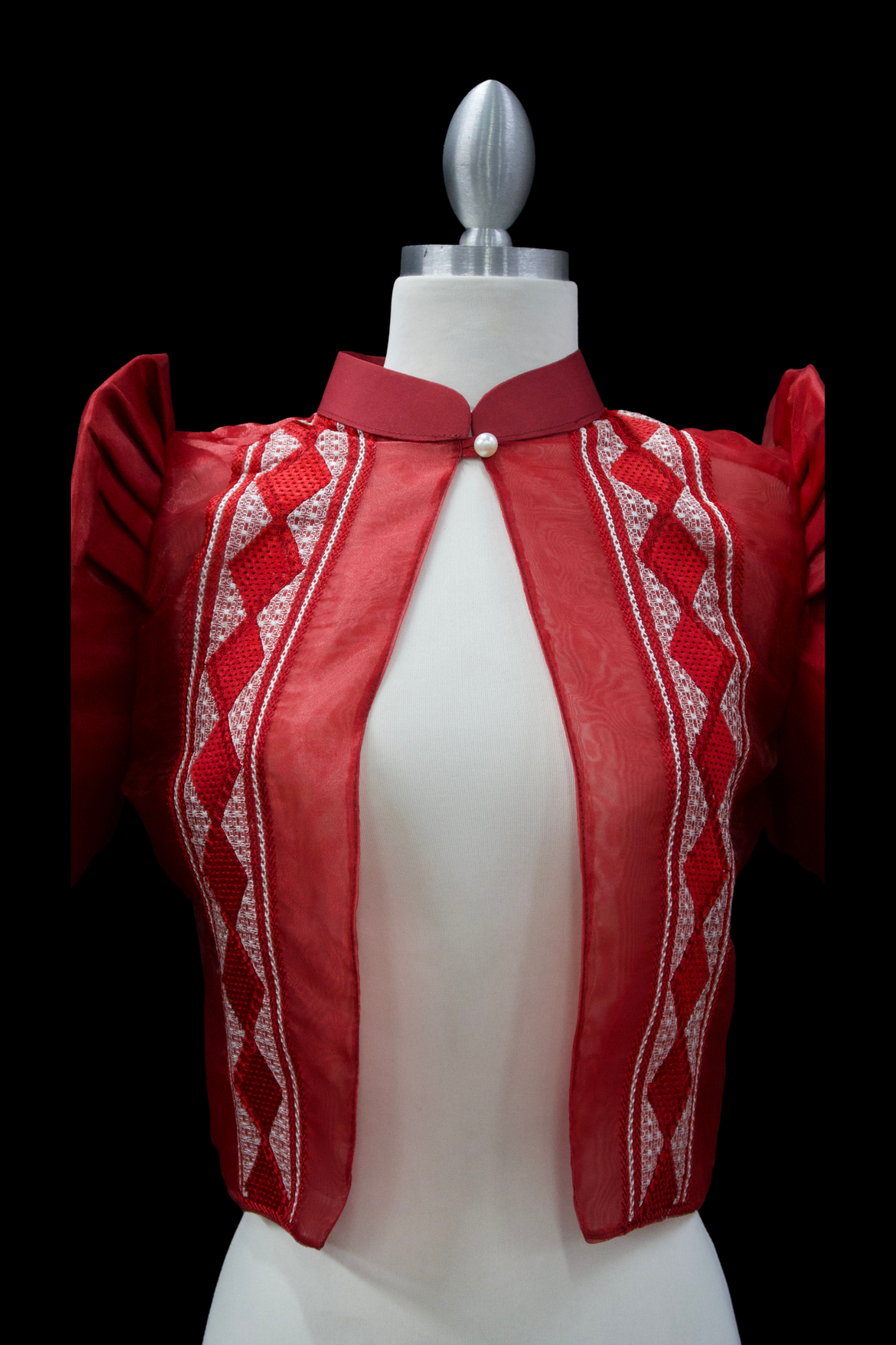 Diamond Single Button Bolero - Burgundy
