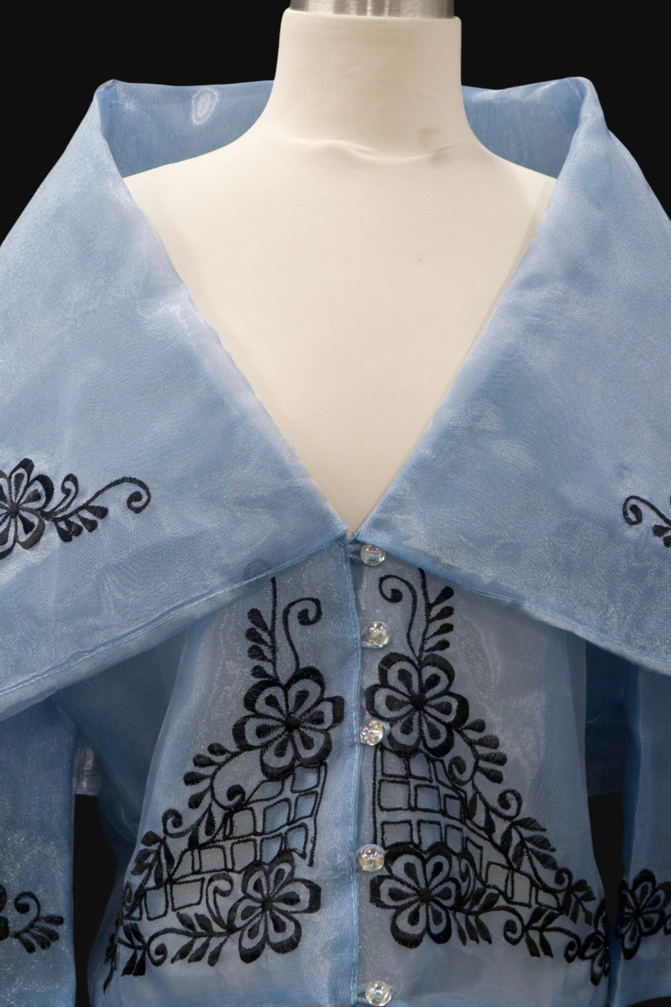 Maria Clara Filipiniana Blouse - Dusty Blue