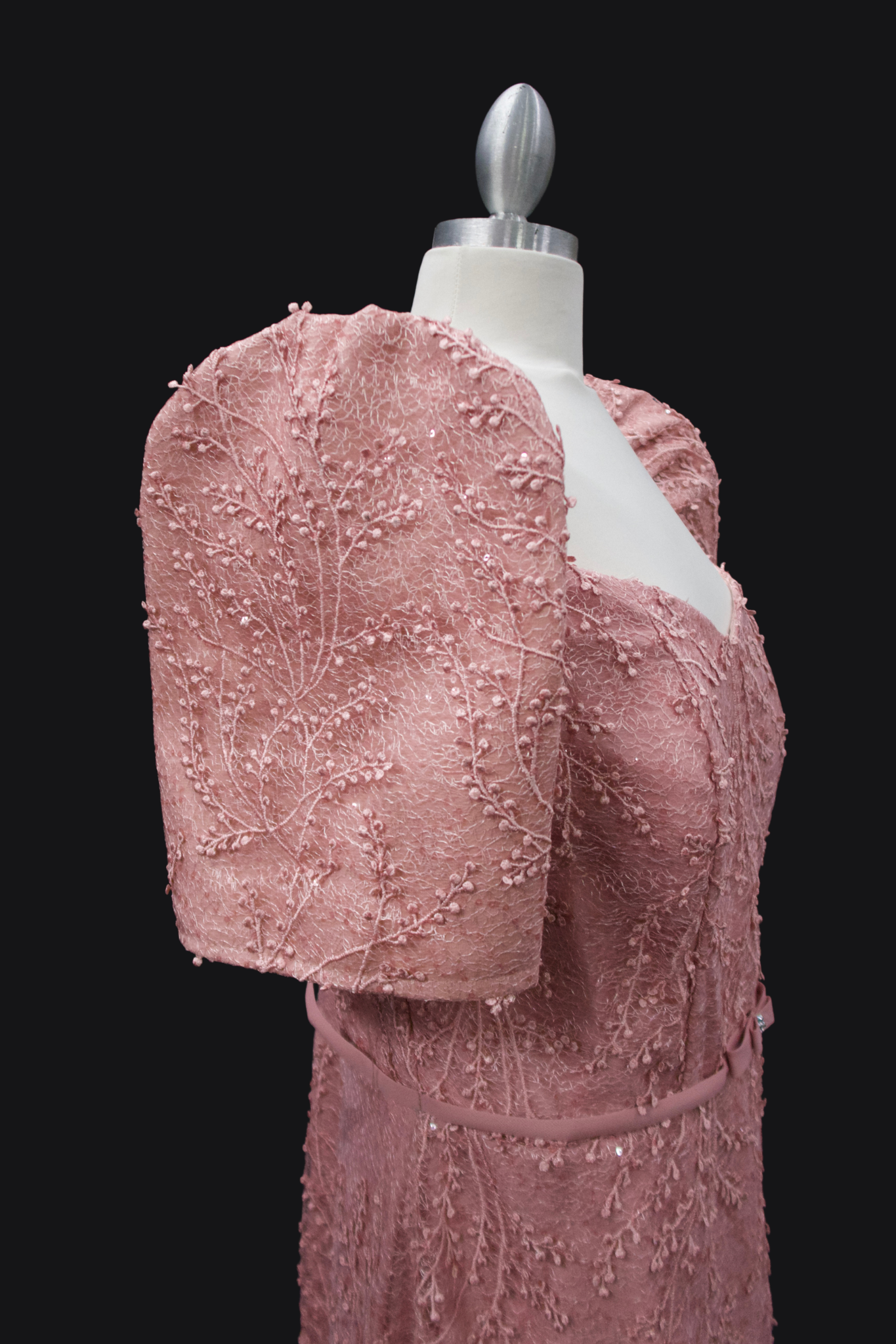 Full Lace Gown with Belt - Rose