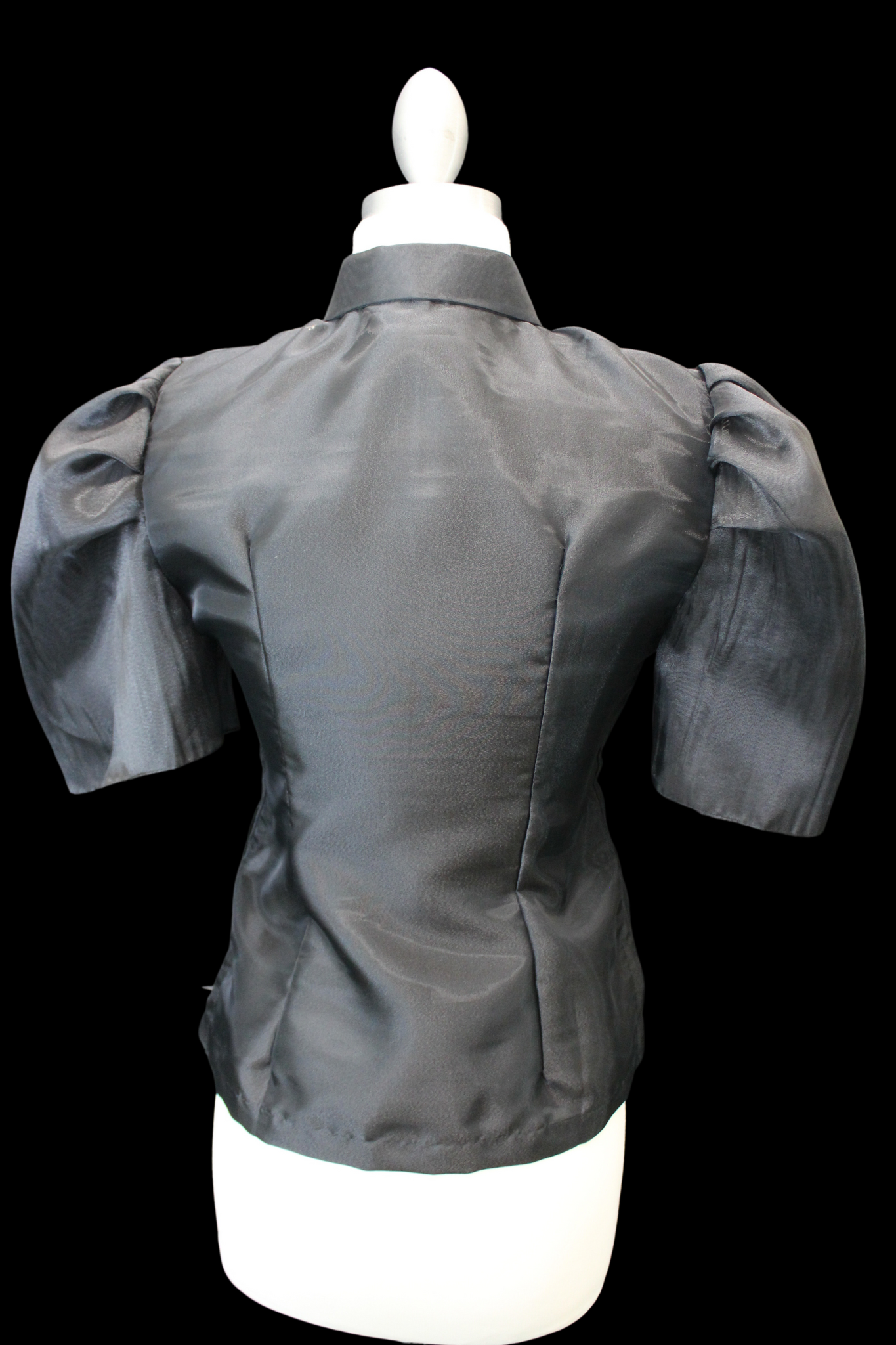 Black Filipiniana Blouse w/ Organza Sleeves