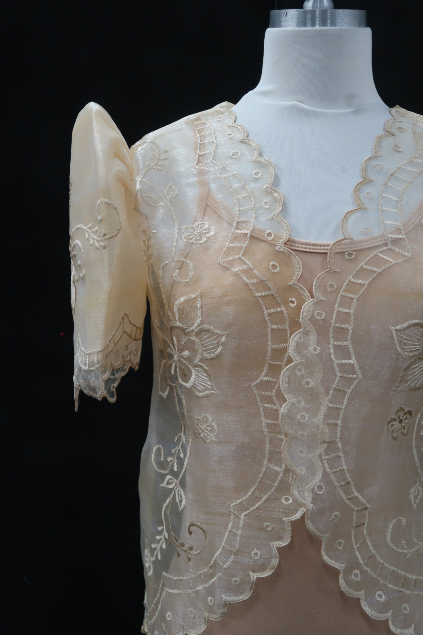 Lace Bolero Blazer - Pina Beige Organza