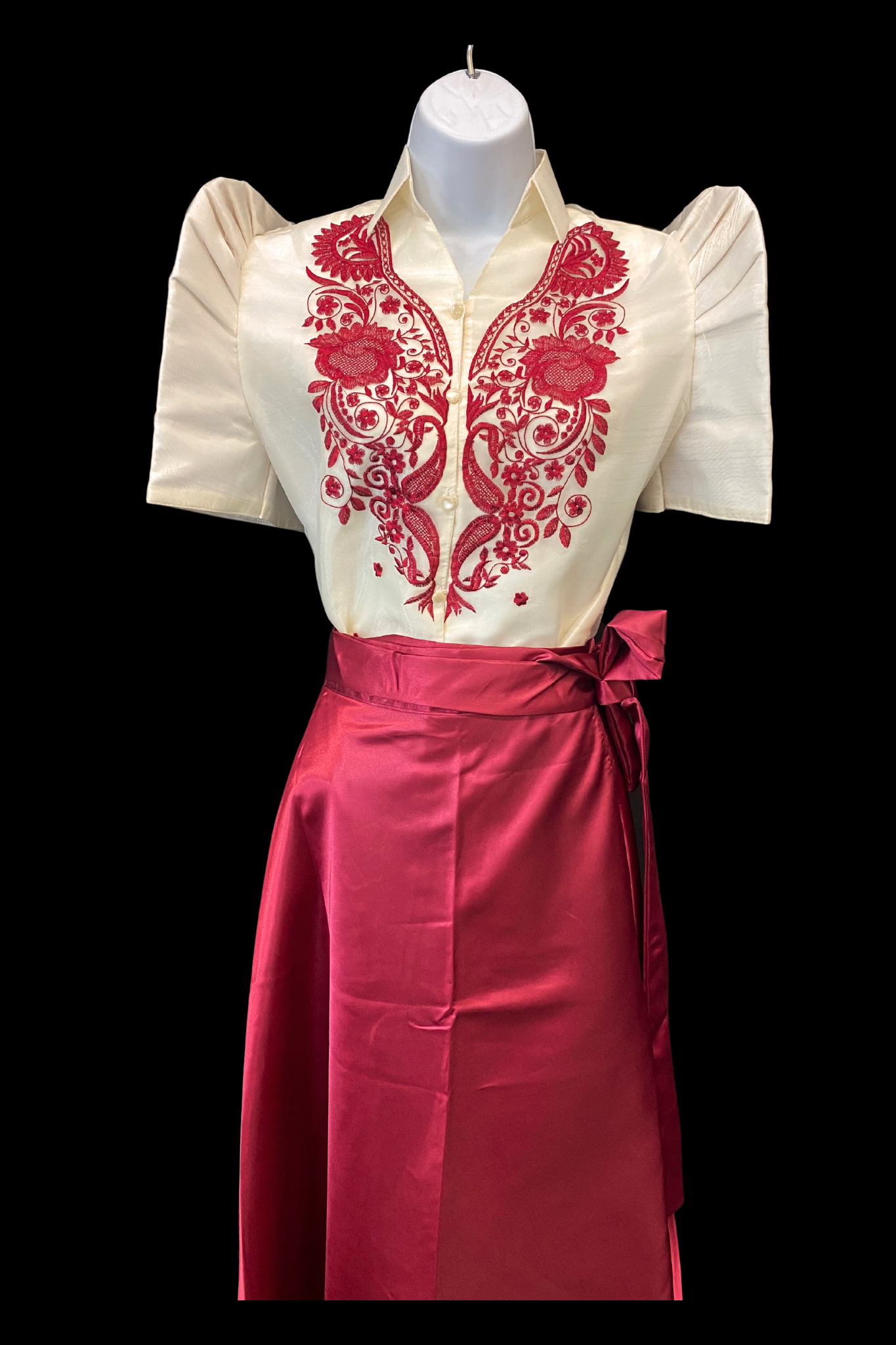 Mestiza Barong Blouse - Burgundy