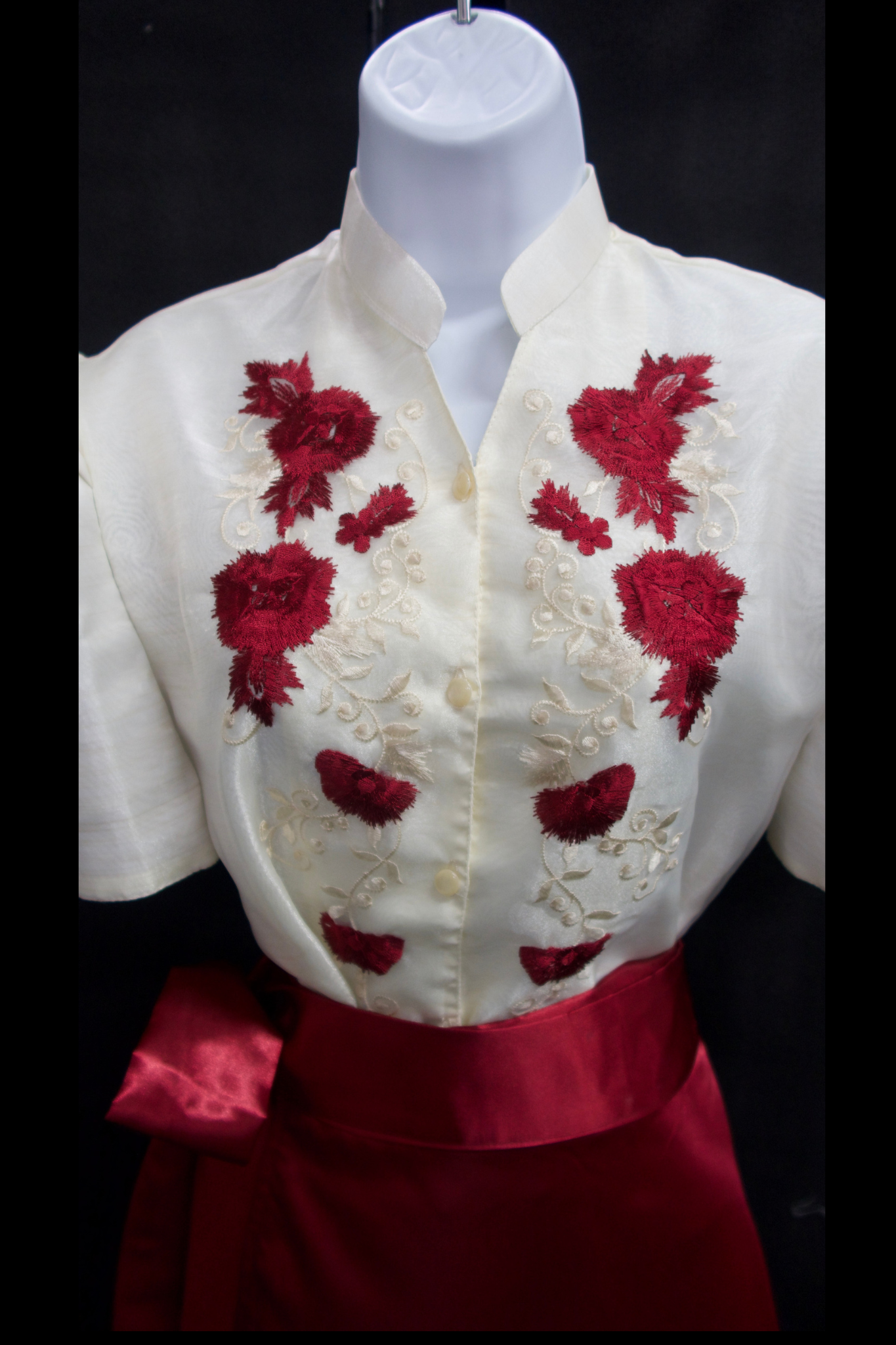 Mestiza Barong Blouse - Burgundy 2