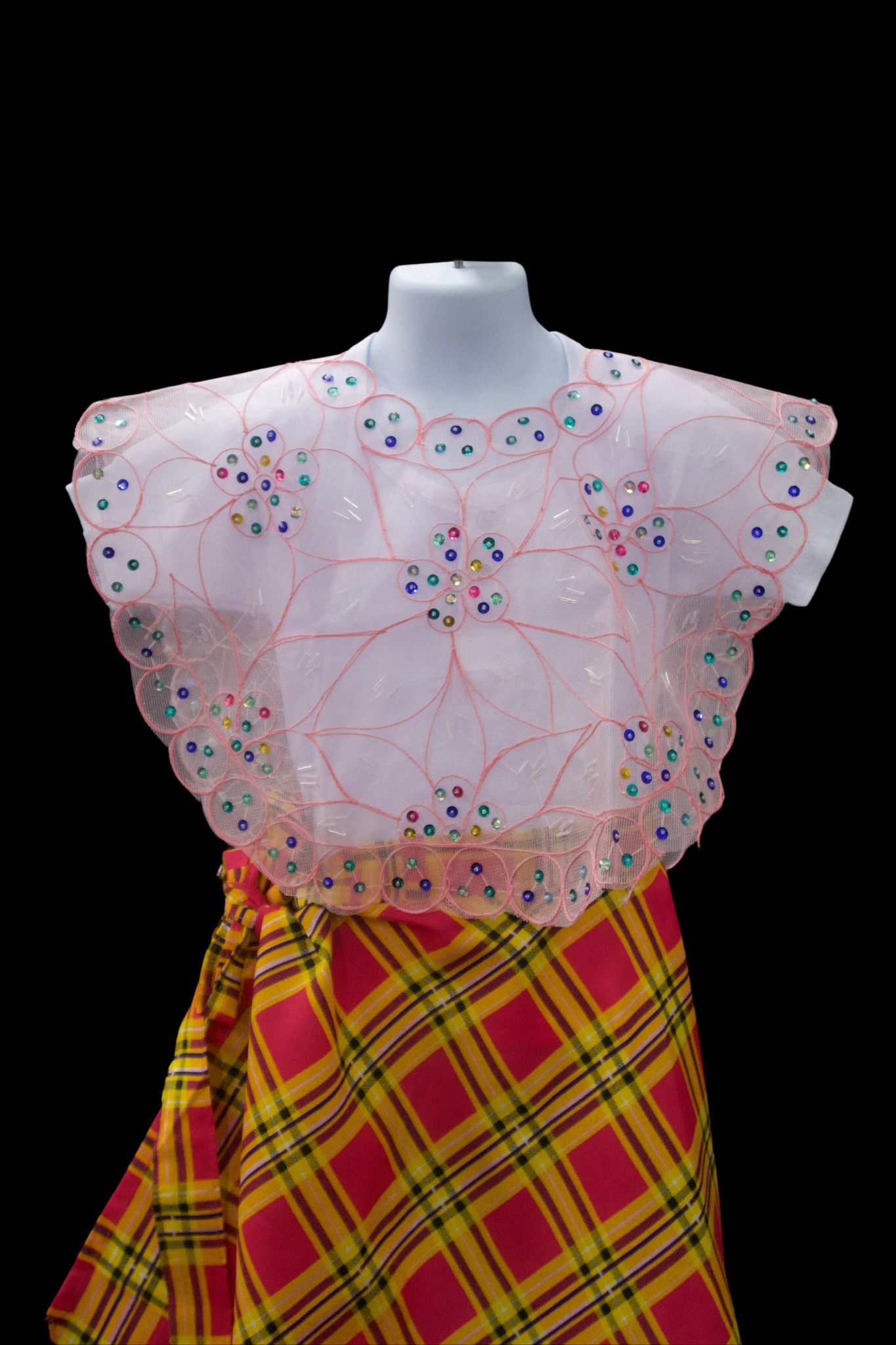 Girl's Plaid Baro't Saya - Pink/Yellow