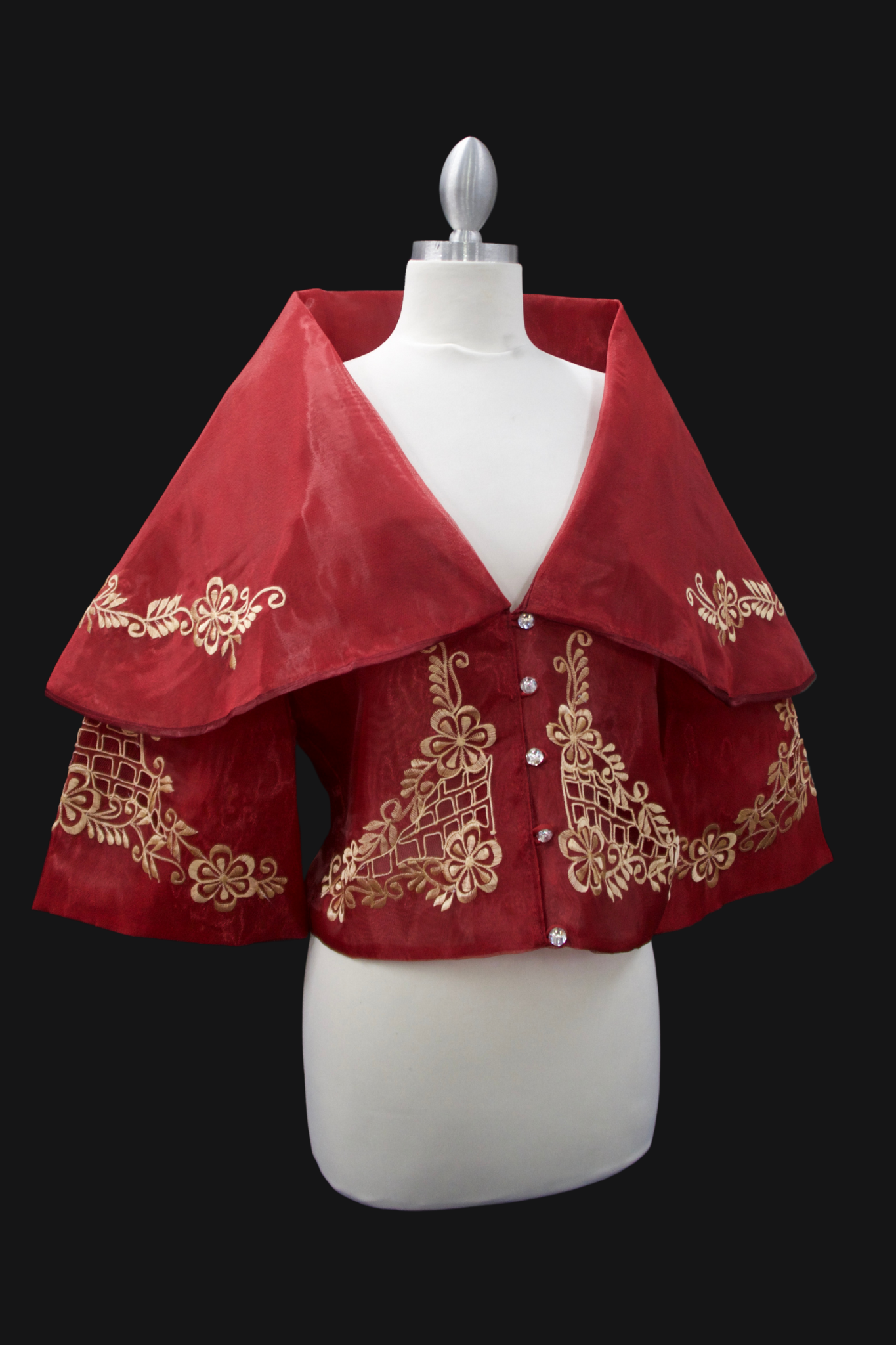 Maria Clara Filipiniana Blouse - Burgundy