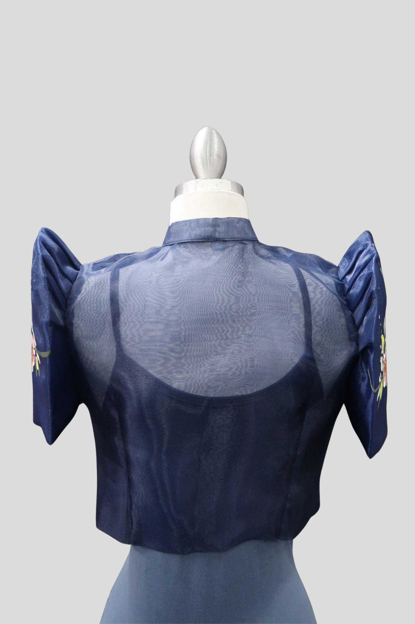 Hand Painted Single Button Bolero - Navy Blue