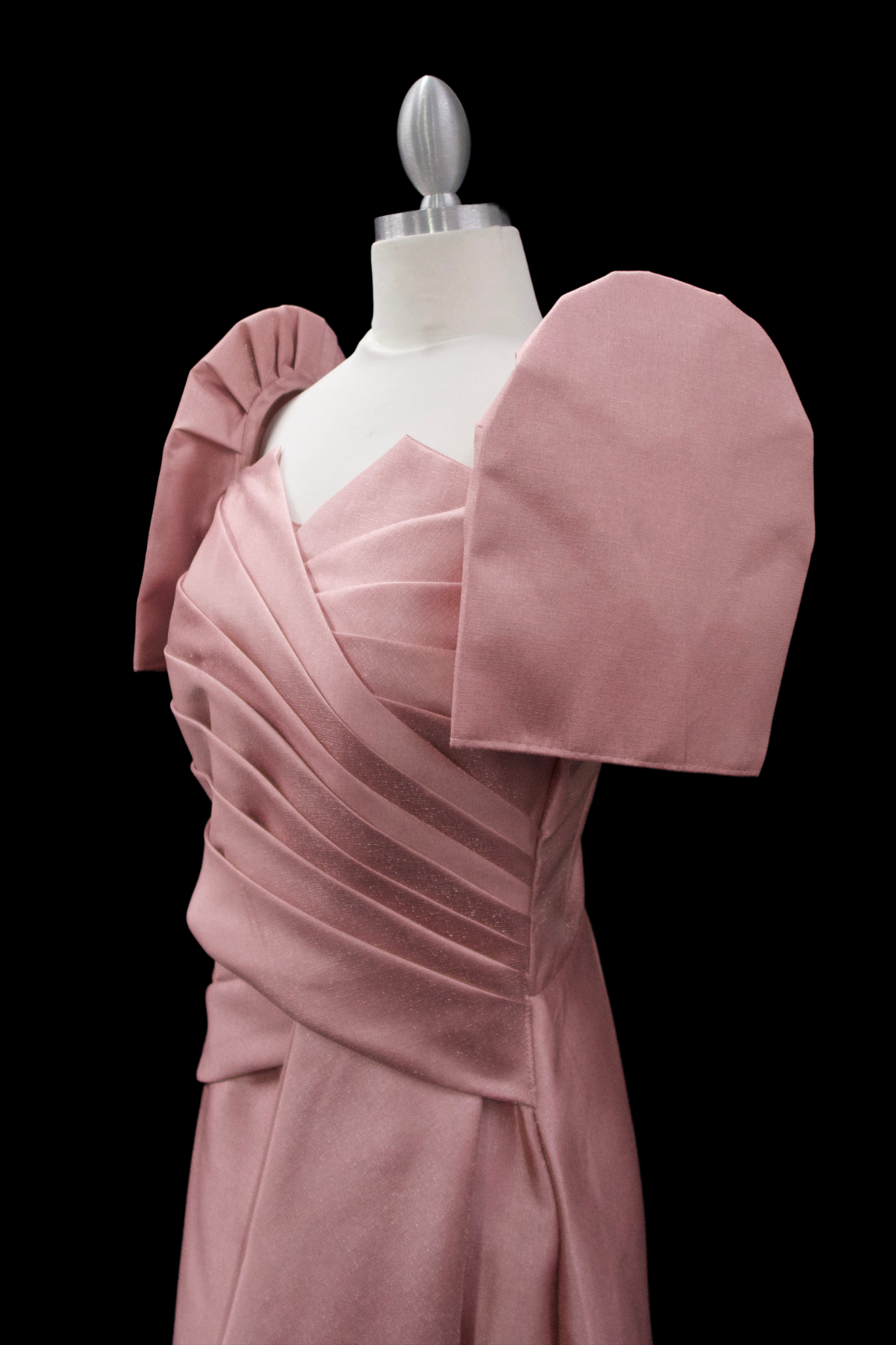Metallic Gazar Straight Cut Gown - Old Rose