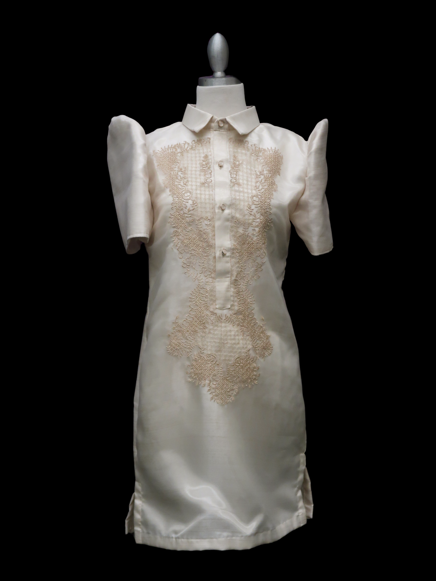 Satin Barong Dress - Beige