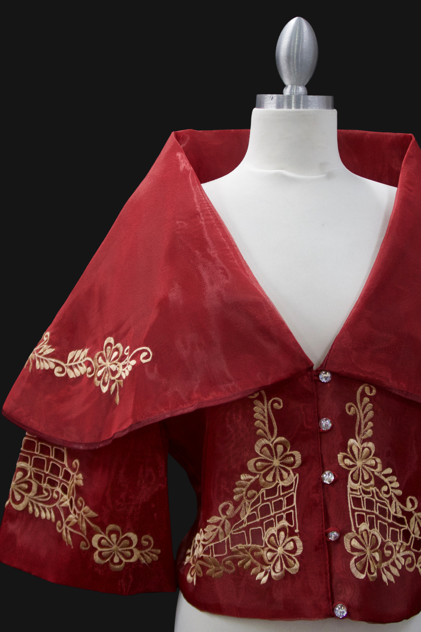 Maria Clara Filipiniana Blouse - Burgundy