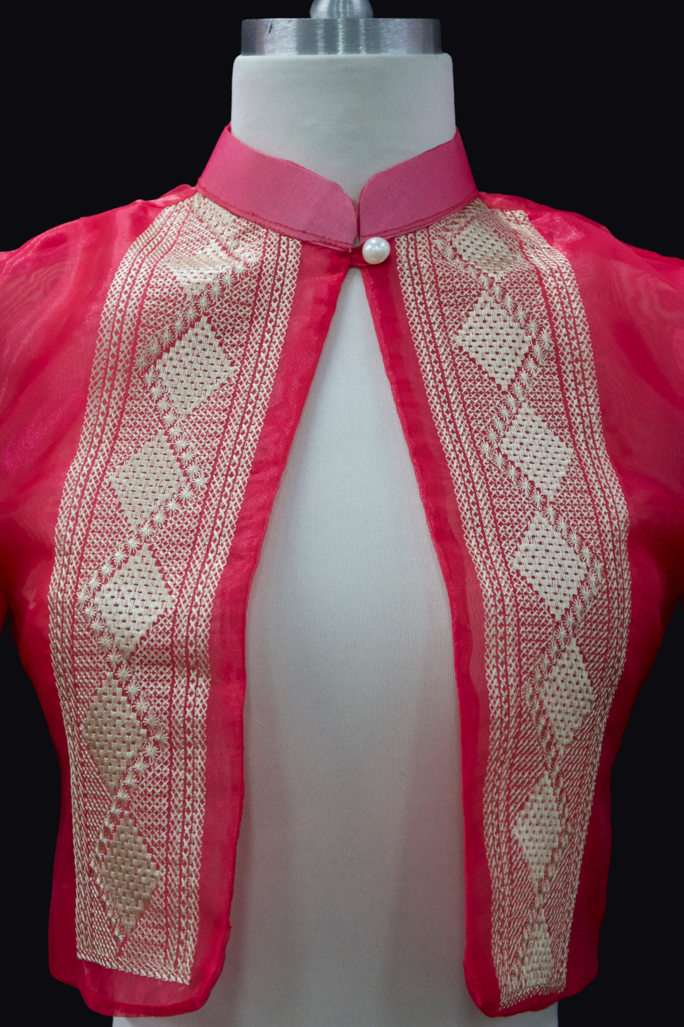 Diamond Single Button Bolero - Fuschia Pink