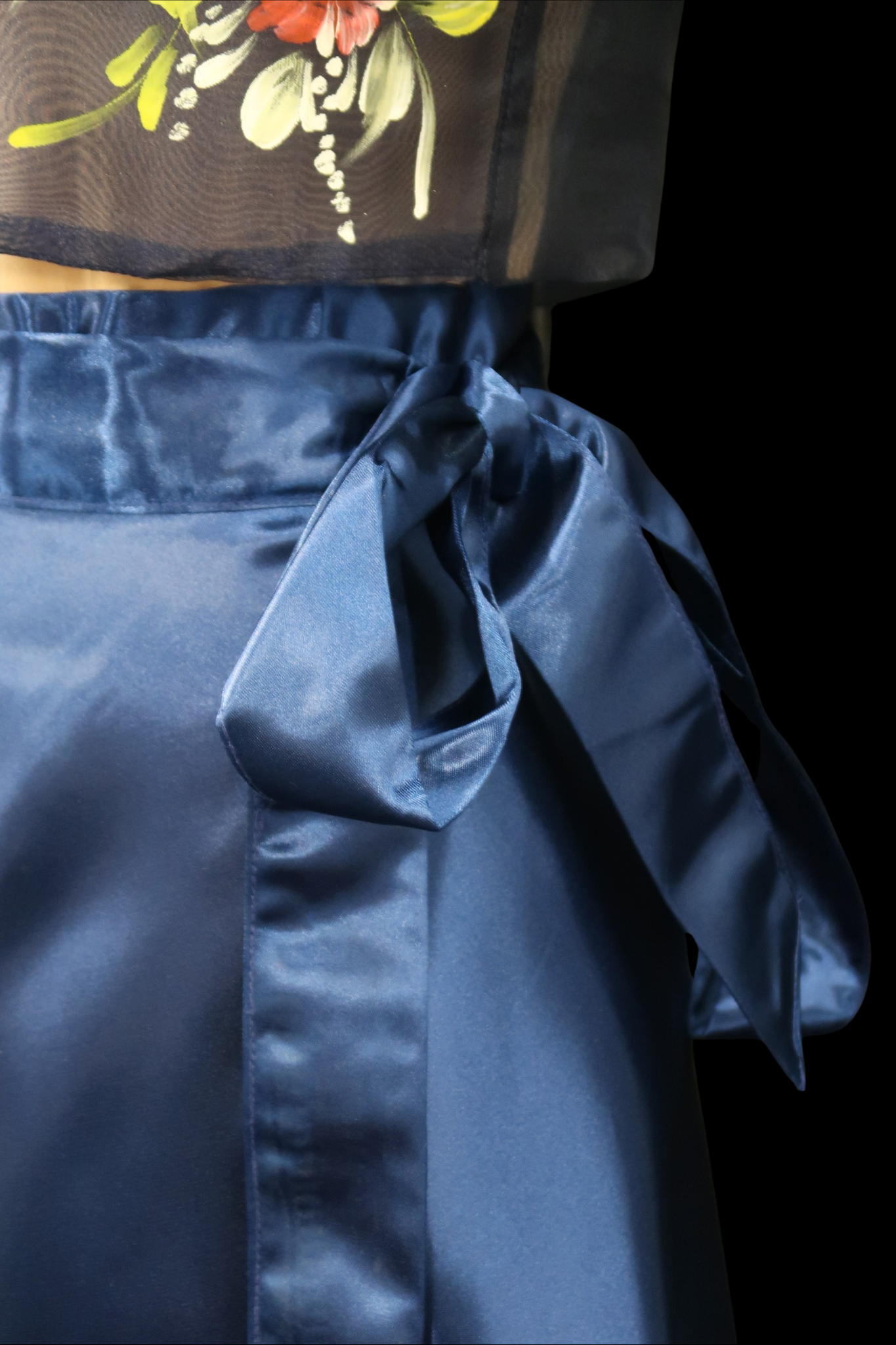 Satin Wrap Skirt - Navy Blue