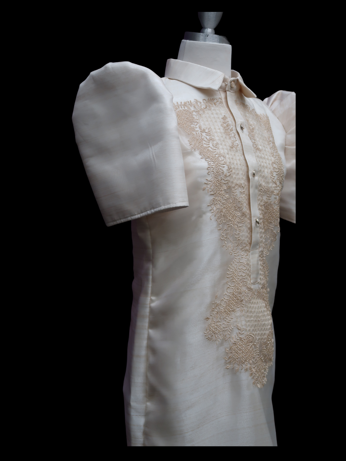 Satin Barong Dress - Beige