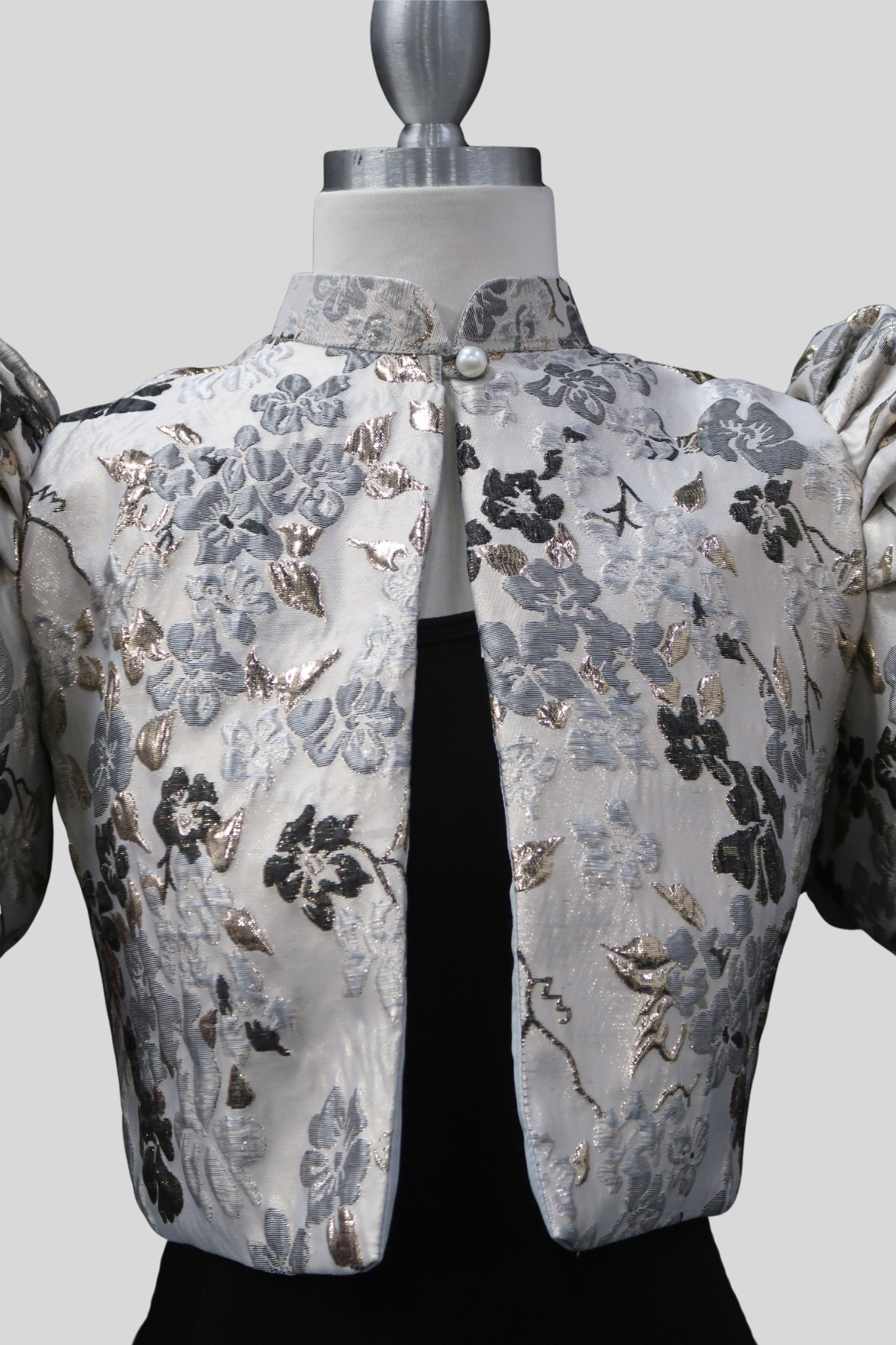 Jacquard Single Button Bolero - Black/Gray