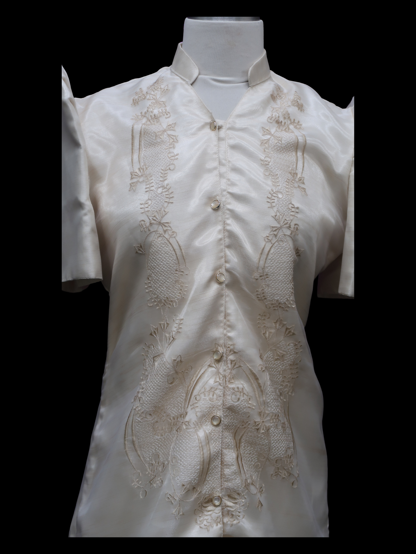 Satin Barong Dress - Beige