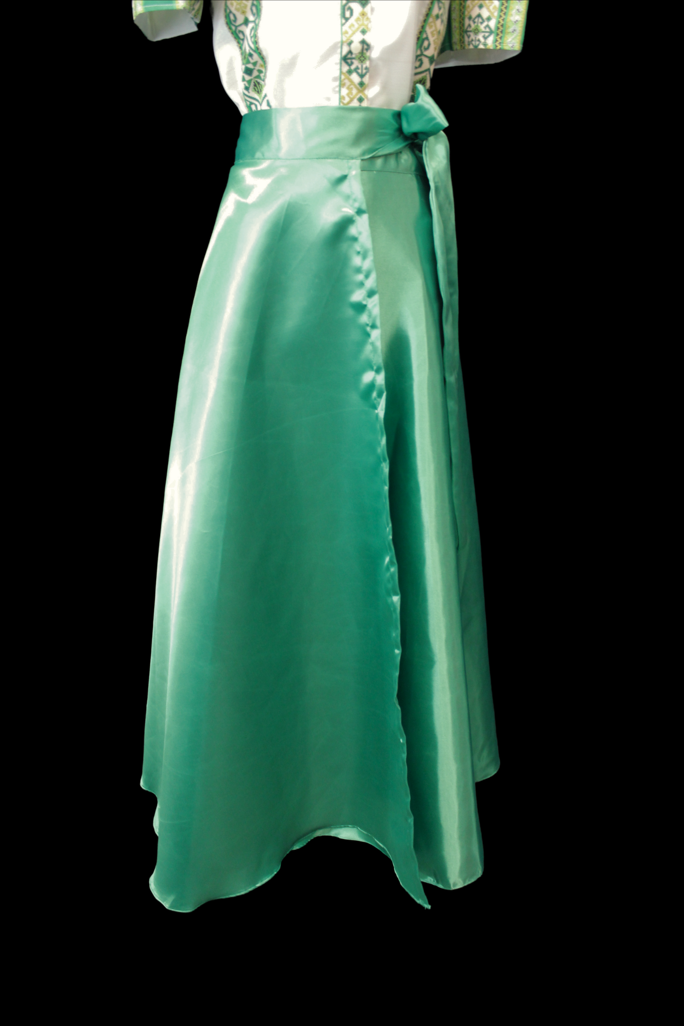 Satin Wrap Skirt - Emerald Green