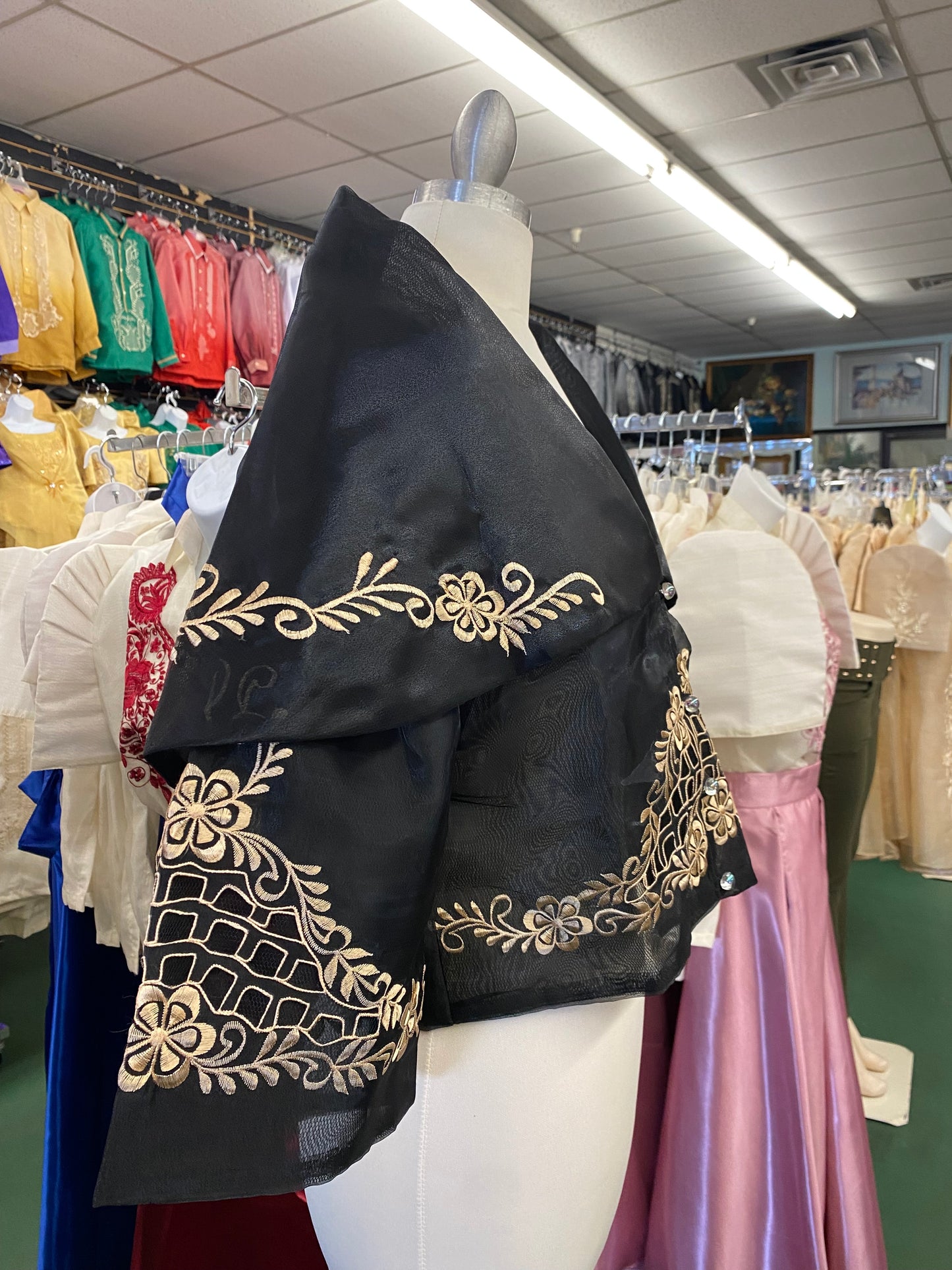 Maria Clara Filipiniana Blouse - Black