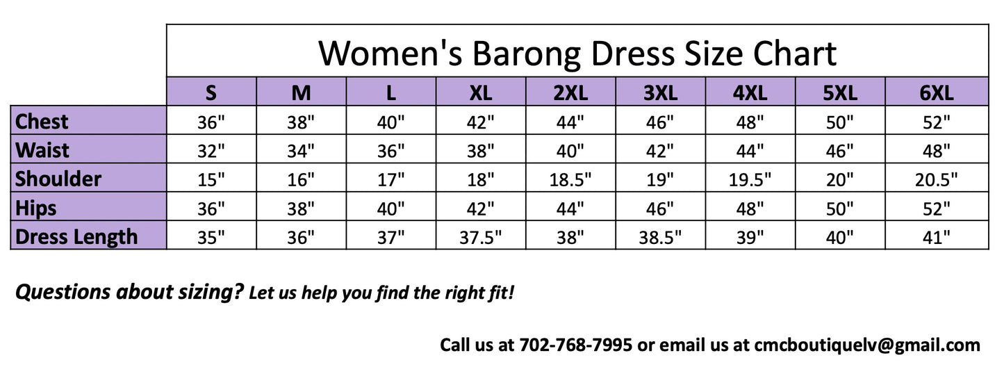 3/4 Sleeve Satin Barong Dress - Beige/Black