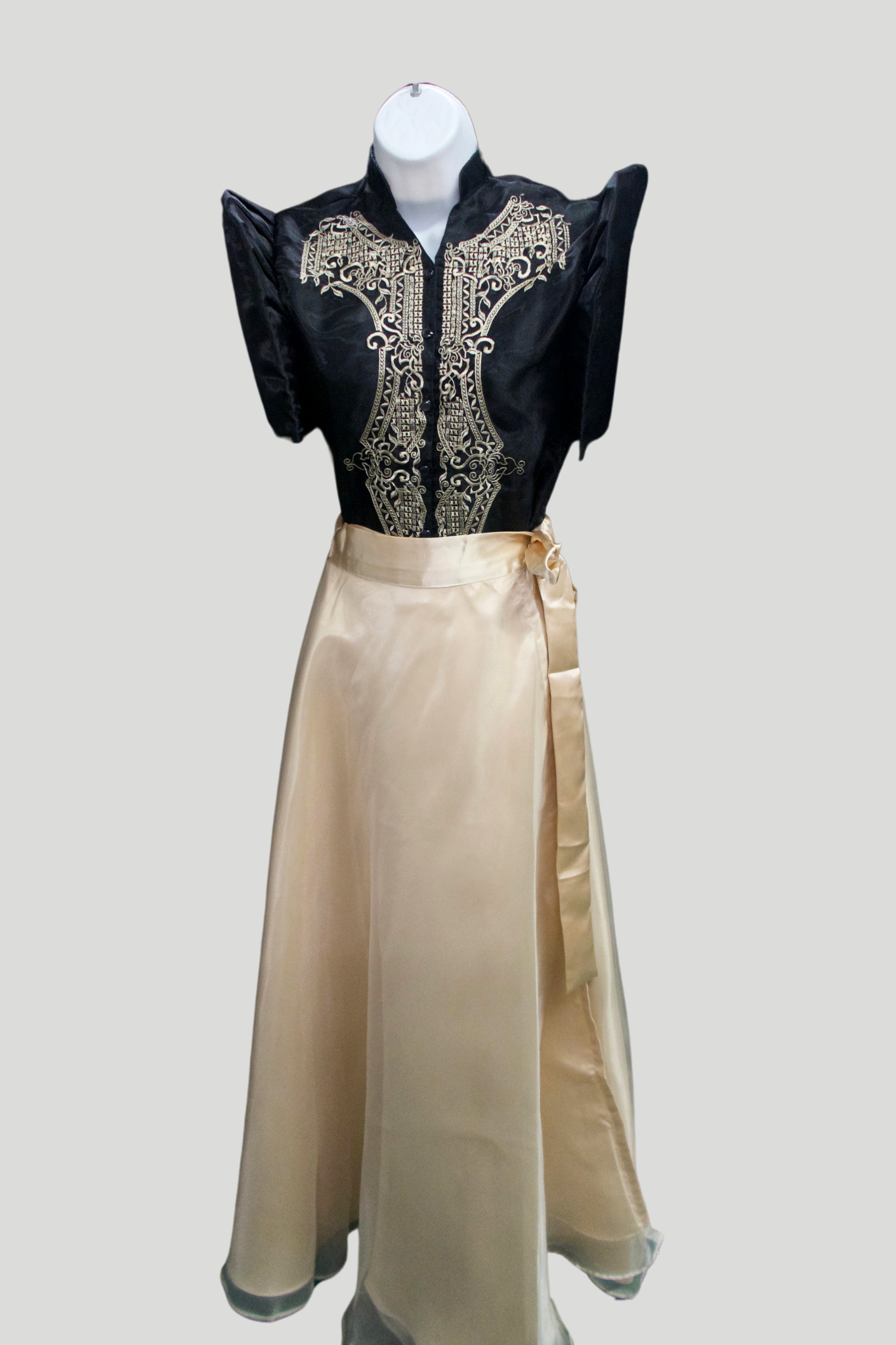 Mestiza Barong Blouse - Black/Mocha 1