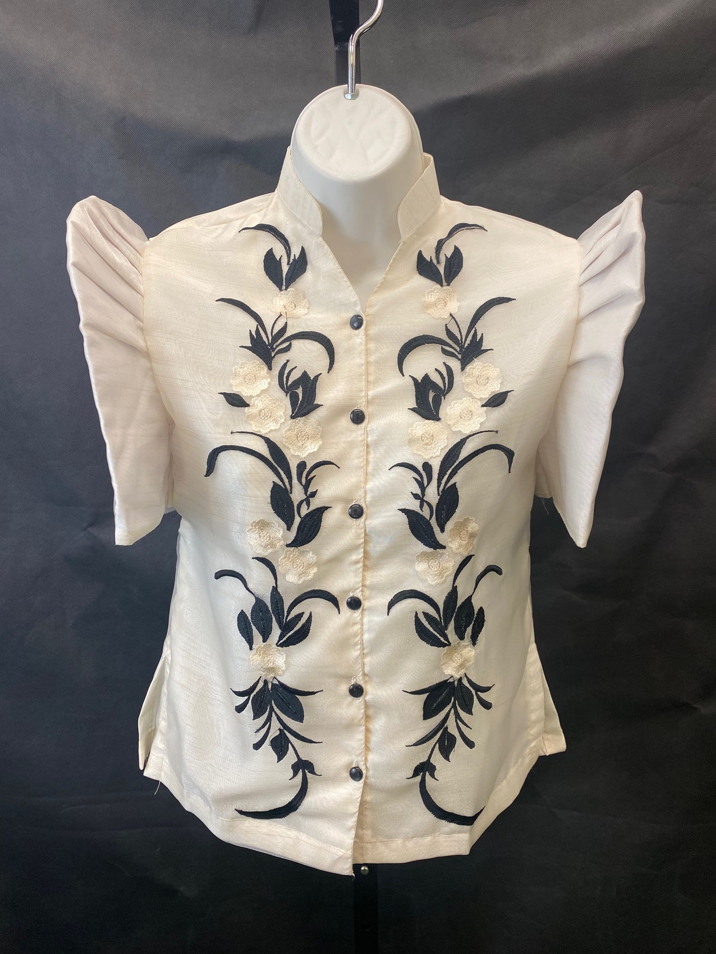 Mestiza Barong Blouse - Beige/Black 1
