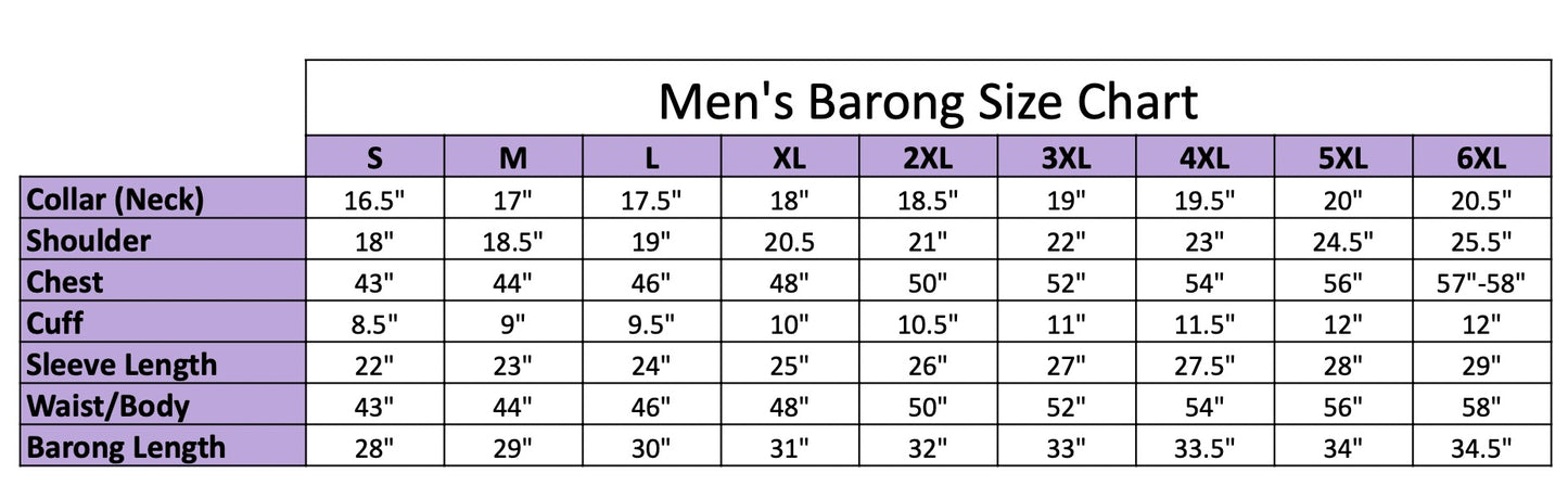 Short Sleeve Pina Organza Barong - Mateo