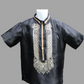 Short Sleeve Organza Barong - Black/Mocha 31