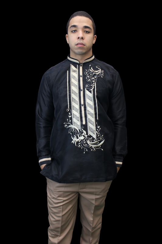 Black & Mocha Organza Barong