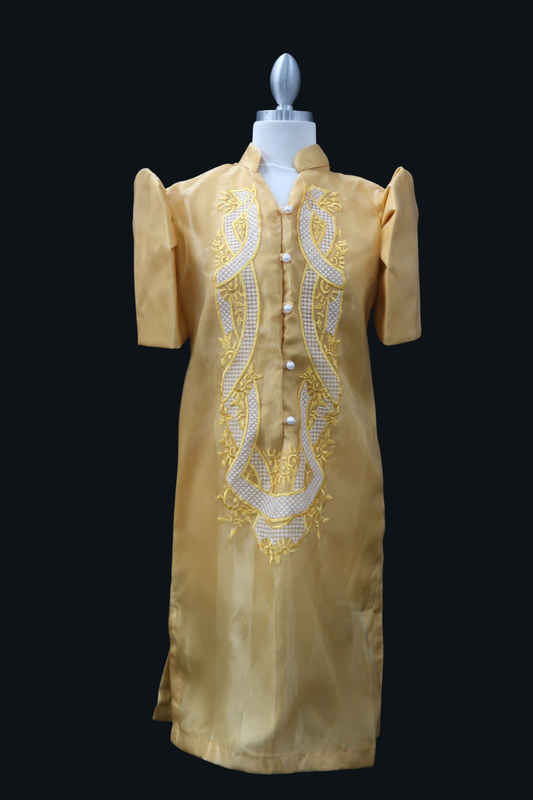 Divina Barong Dress - Matte Gold
