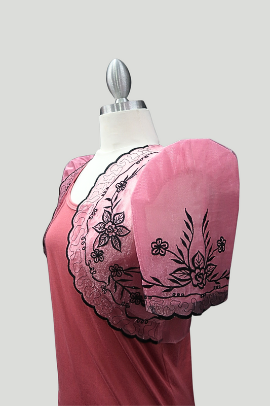 Tulle Crop Lace Bolero - Old Rose/Black